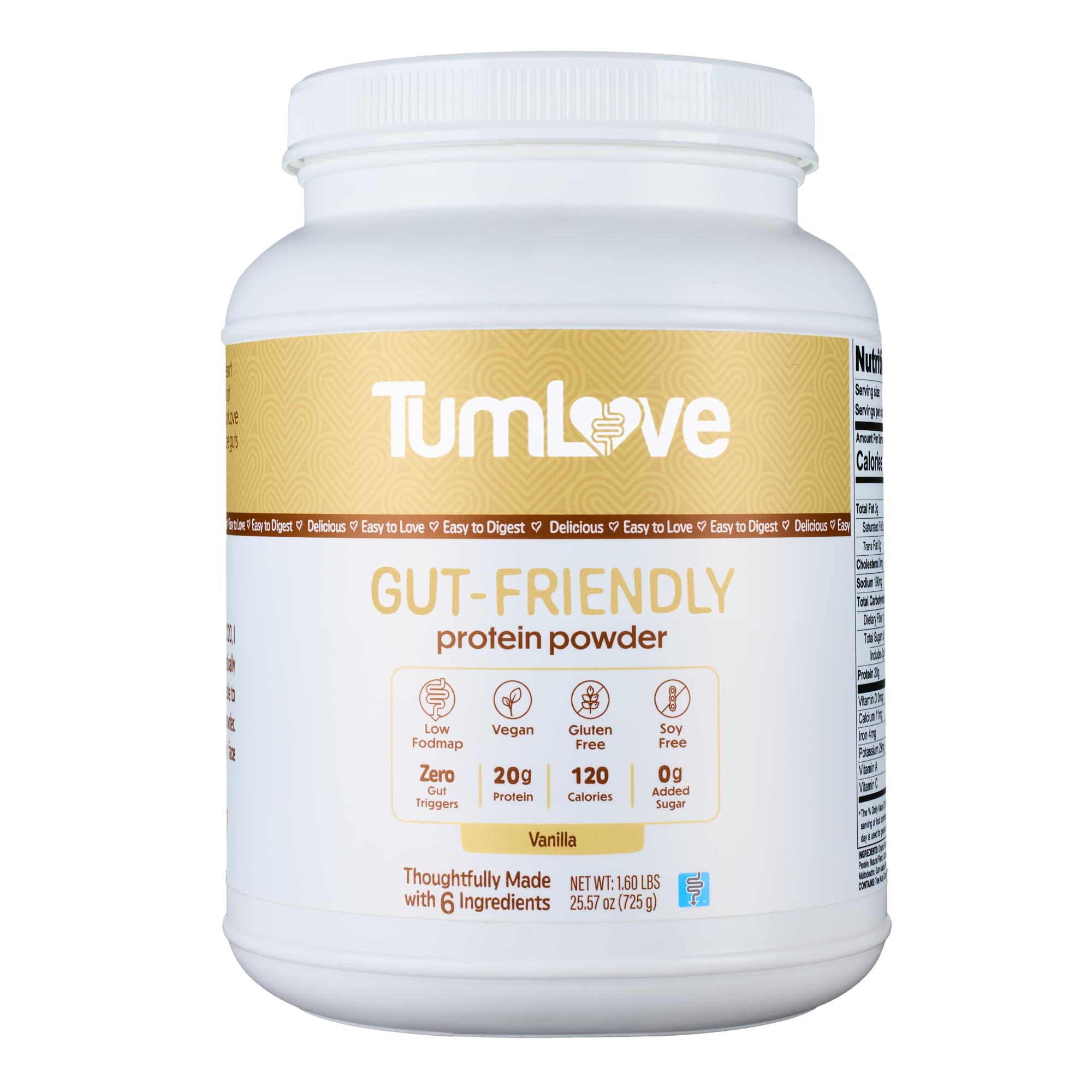 TumLove Vegan Protein Powder - Low FODMAP Certified, Gluten-Free, Dairy-Free, Soy-Free, 100% Gut-Friendly & Non-Bloating, Vanilla (25 Servings) TumLove buy supplements canada