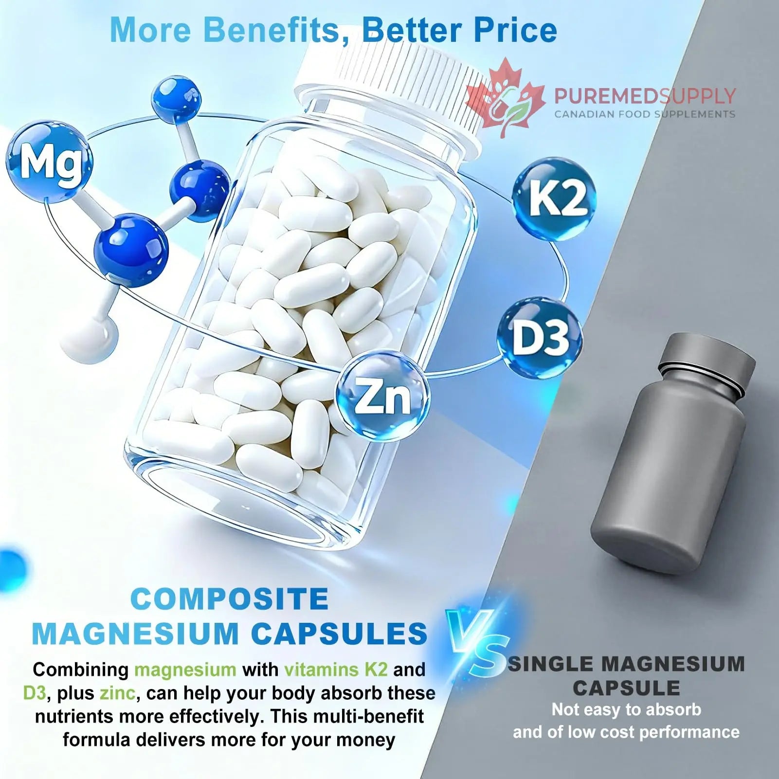 VYXION Magnesium Complex 900mg per Serving – High Absorption Magnesium Glycinate with Vitamin D3 K2 Zinc & B Vitamins – Sleep, Calm, Muscle & Nerve Support – 90 Capsules Vyxion buy supplements canada