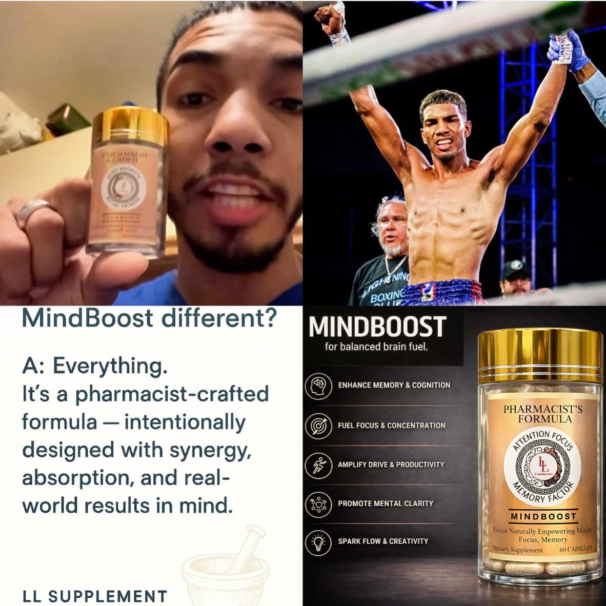 LL Supplement MindBoost Nootropic Brain & Focus Supplement – Lion’s Mane, B Vitamins & Alpha Lipoic Acid – Pharmacist Formulated – Gold Cap Edition – 60 Capsules L & L Supplement buy supplements canada