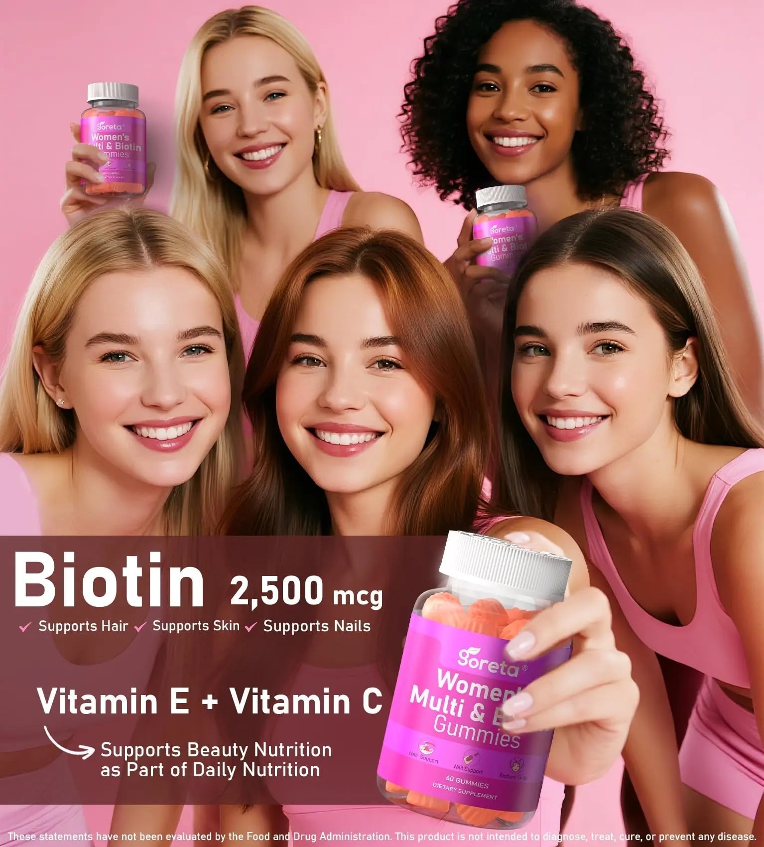 Goreta Women’s Multivitamin Gummies with Biotin 2,500 mcg – 15 Key Nutrients, Sugar-Free Mixed Berry, Pectin-Based, 60 Count Goreta buy supplements canada