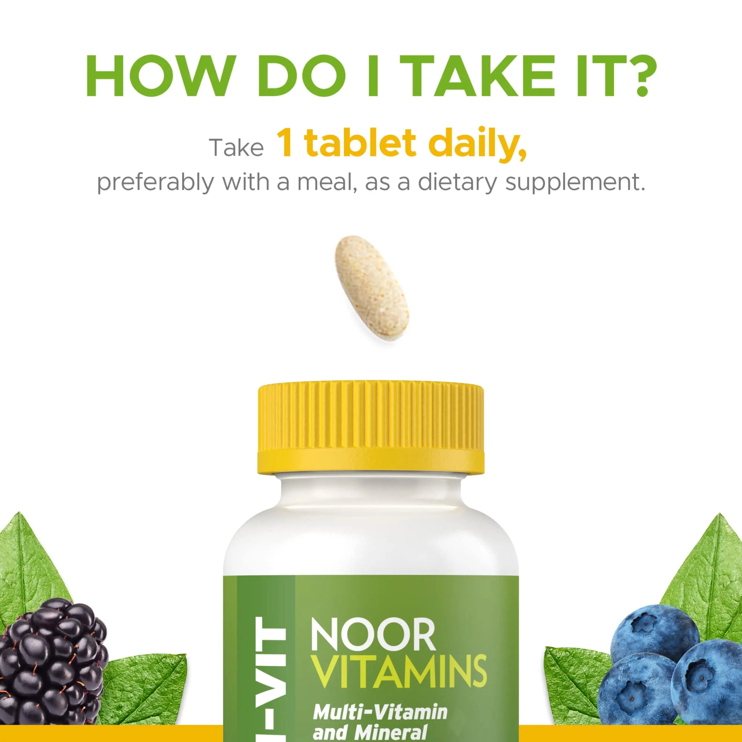 Noor Vitamins Halal Vitamins, Daily Multivitamin, Halal Vitamin for Women and Men, 30 Vitamins & Minerals, A, B12, C, Iron, Zinc to support general health Noor Vitamins buy supplements canada