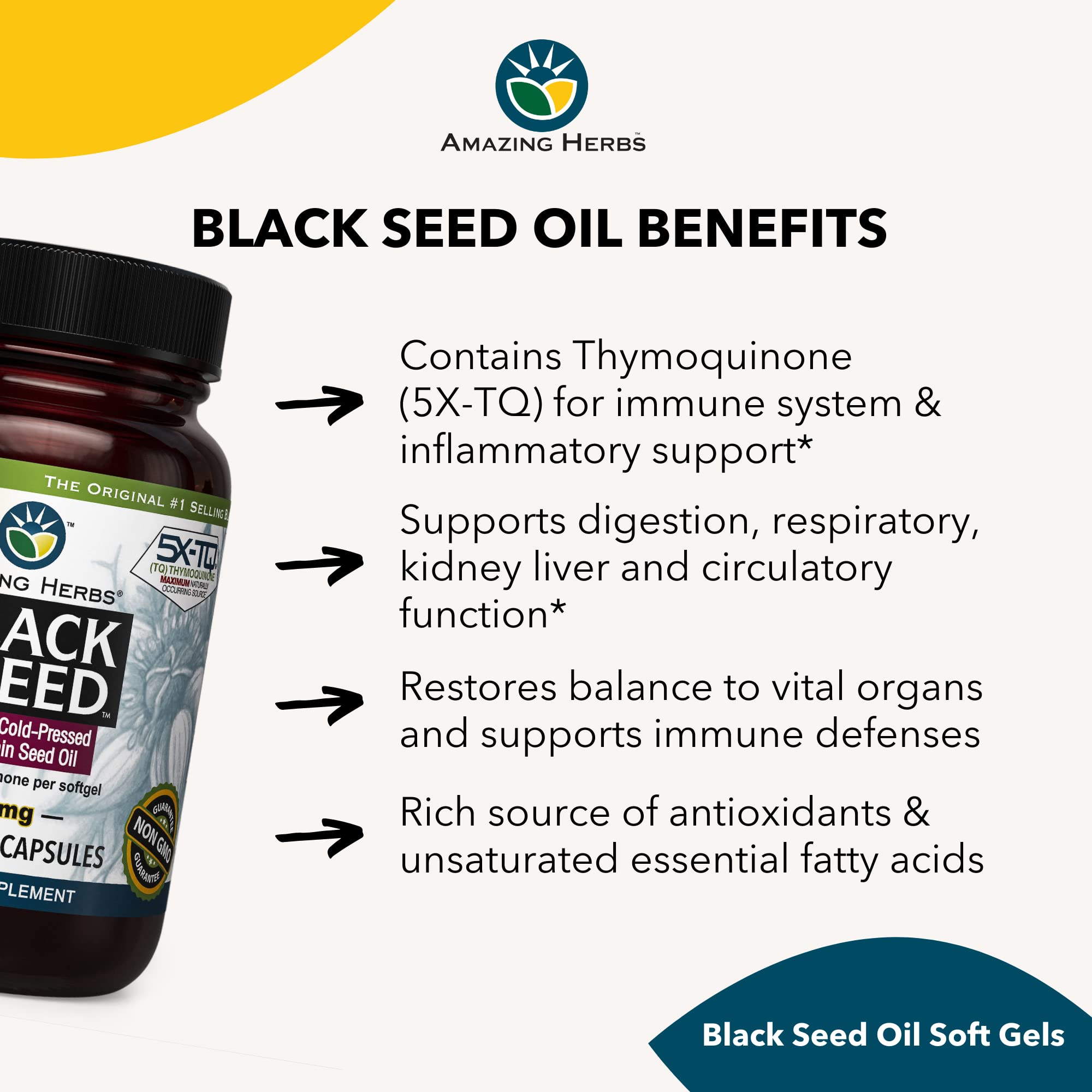 Amazing Herbs Premium Black Seed Oil Capsules - Cold Pressed Nigella Sativa Aids Amazing Herbs buy supplements canada