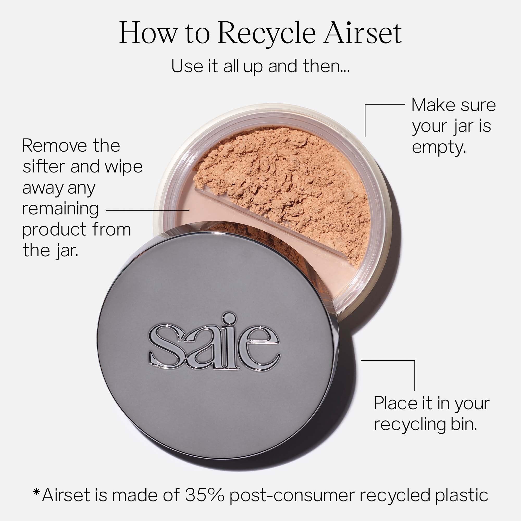 Saie Airset Radiant Loose Setting Powder - Weightless Face Powder to Set, Smooth + Diffuse Face Makeup - Formulated with Hydrating Squalane - Translucent (0.14 oz) Saie buy supplements canada