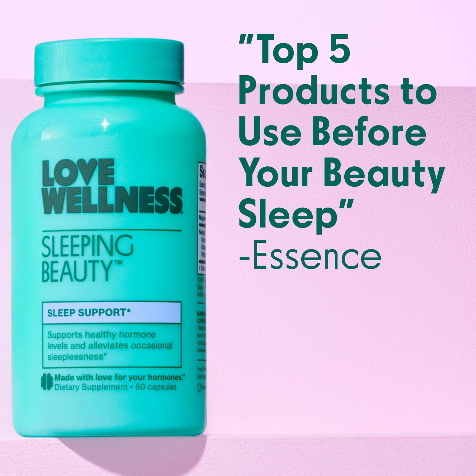 Love Wellness Sleeping Beauty | Sleep Support with Melatonin, Magnesium & L-Theanine | Promotes Restful Sleep, Relaxation & Calmness | Organic Valerian Root Powder & Lemon Balm | 60 Count Love Wellness buy supplements canada