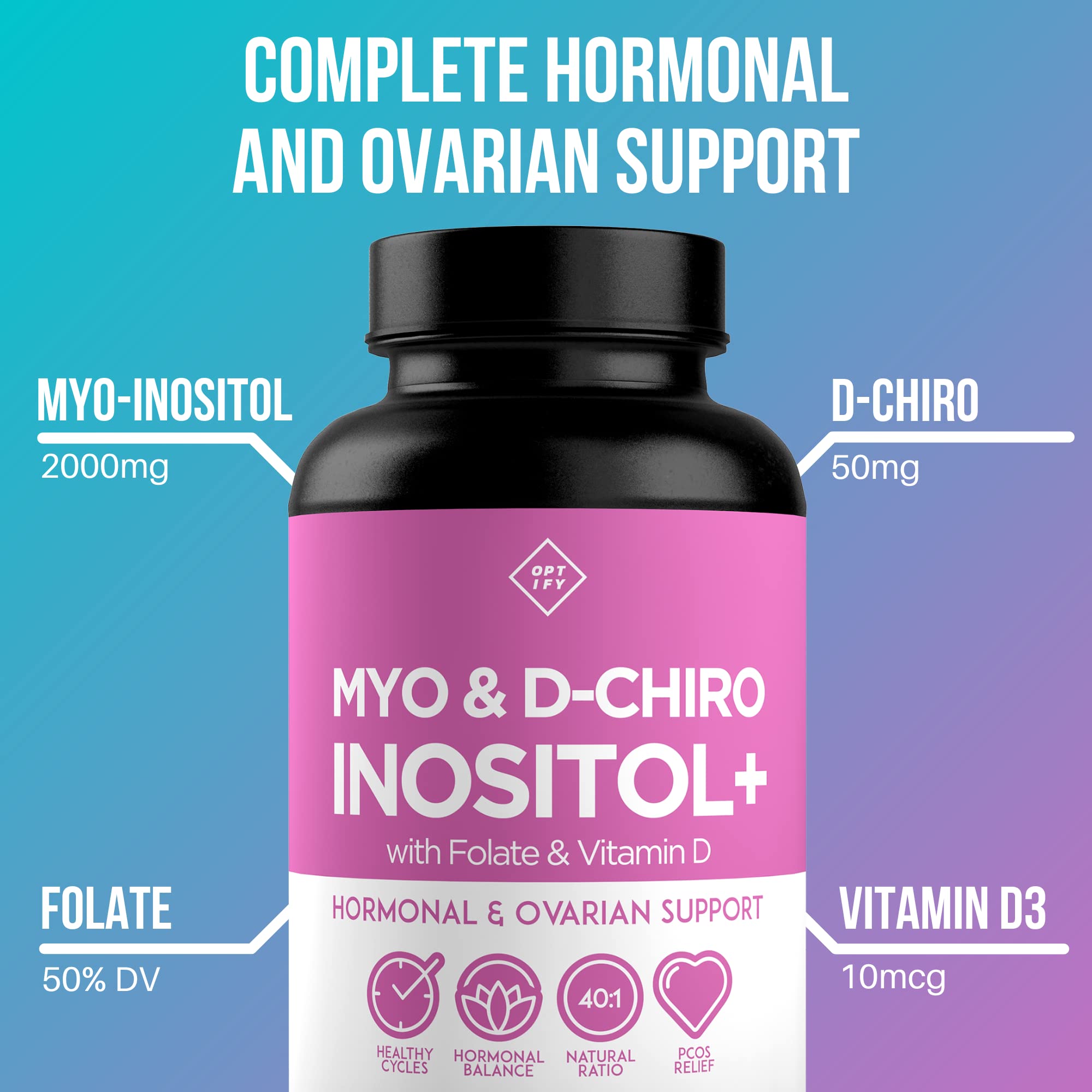 Premium Inositol Supplement Bundle - Myo-Inositol and D-Chiro Inositol Plus Folate Optify buy supplements canada
