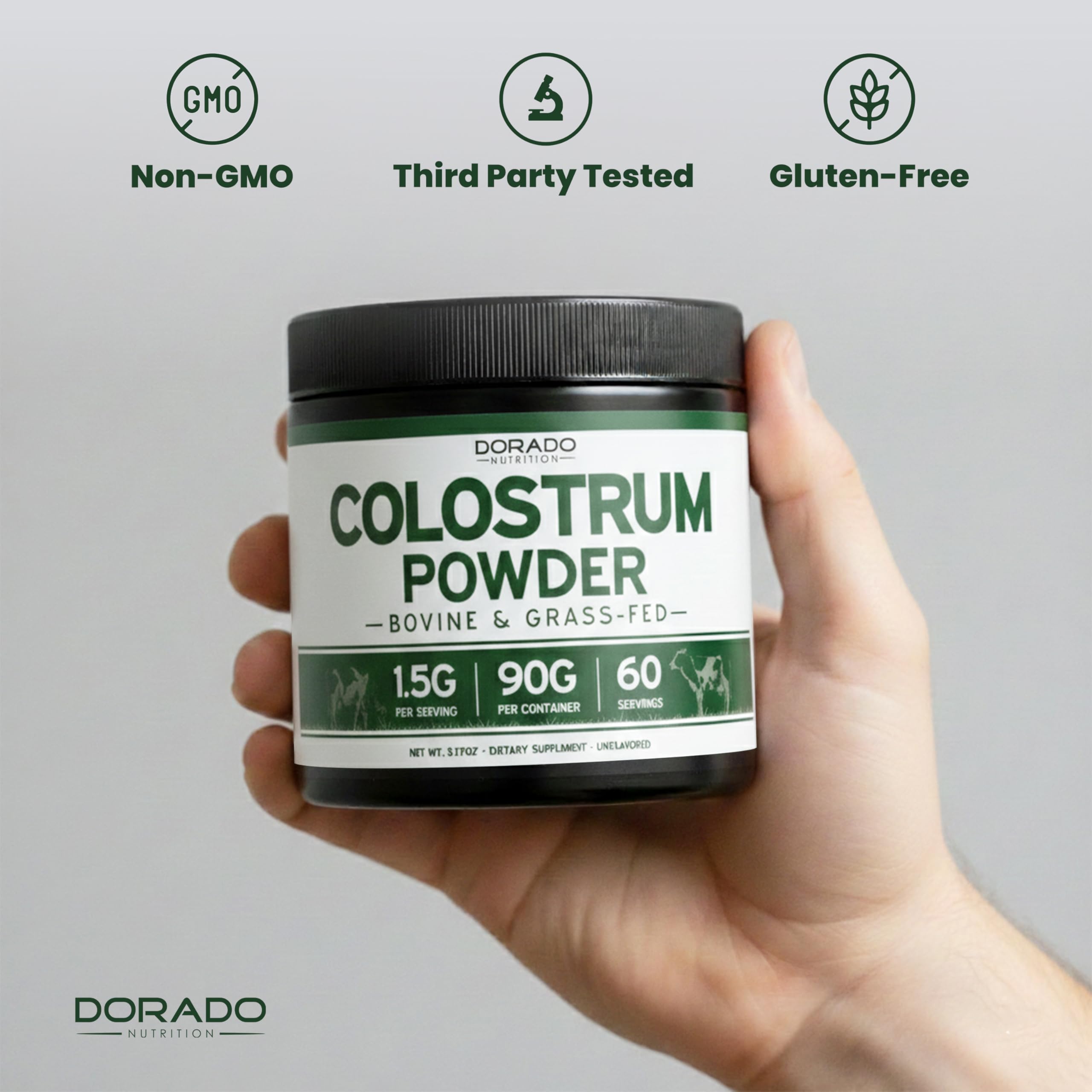 Colostrum Supplement Powder 90g (60 Servings of 1.5g Pure Bovine Colostrum Std. to Contain 20% IgG Immunoglobulins) Grass Fed Powder - No Fillers, Third Party Tested, Unflavored & Non-GMO DORADO NUTRITION buy supplements canada
