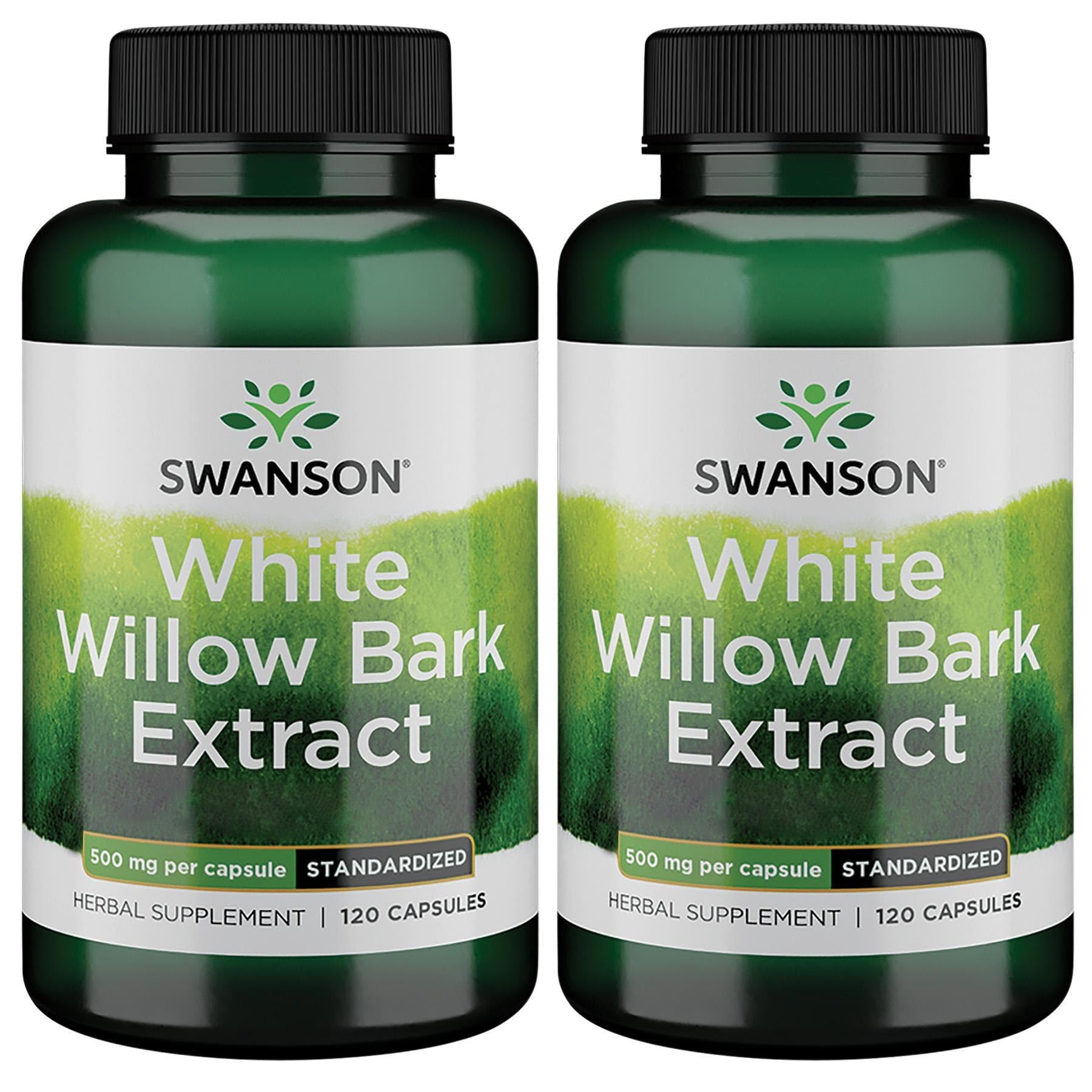 Swanson White Willow Bark Extract - Promotes Joint Support and Muscle Relief - Standardized to 15% Salicin - Natural Supplement with No Stomach Irritation - (120 Capsules, 500mg Each) (2 Pack) Swanson buy supplements canada