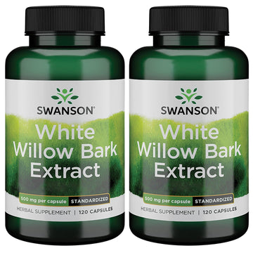 Swanson White Willow Bark Extract - Promotes Joint Support and Muscle Relief - Standardized to 15% Salicin - Natural Supplement with No Stomach Irritation - (120 Capsules, 500mg Each) (2 Pack) Swanson buy supplements canada