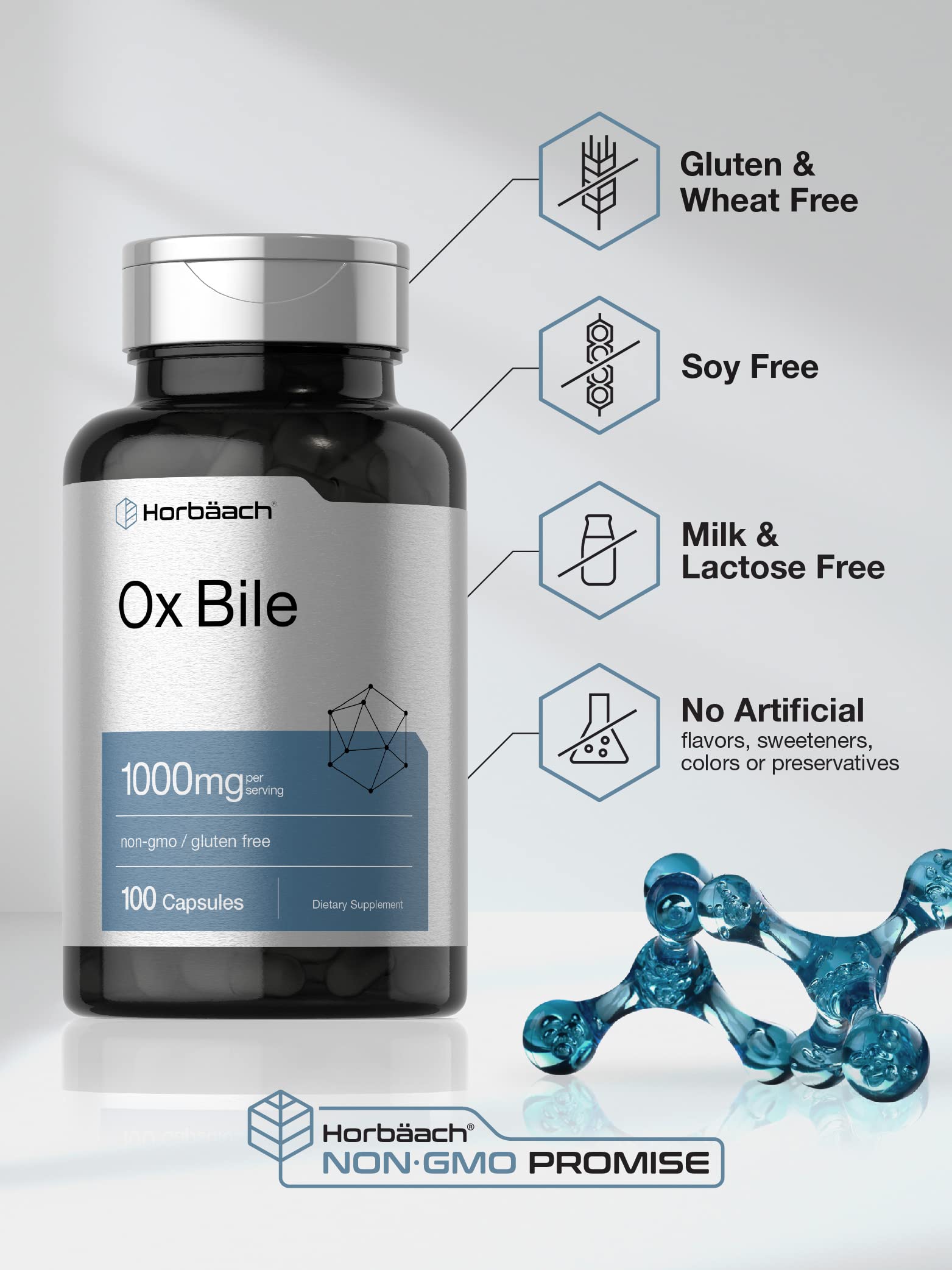Ox Bile 1000 mg 100 Capsules | Digestive Enzymes Supplement | Non-GMO & Gluten Free Horbäach buy supplements canada
