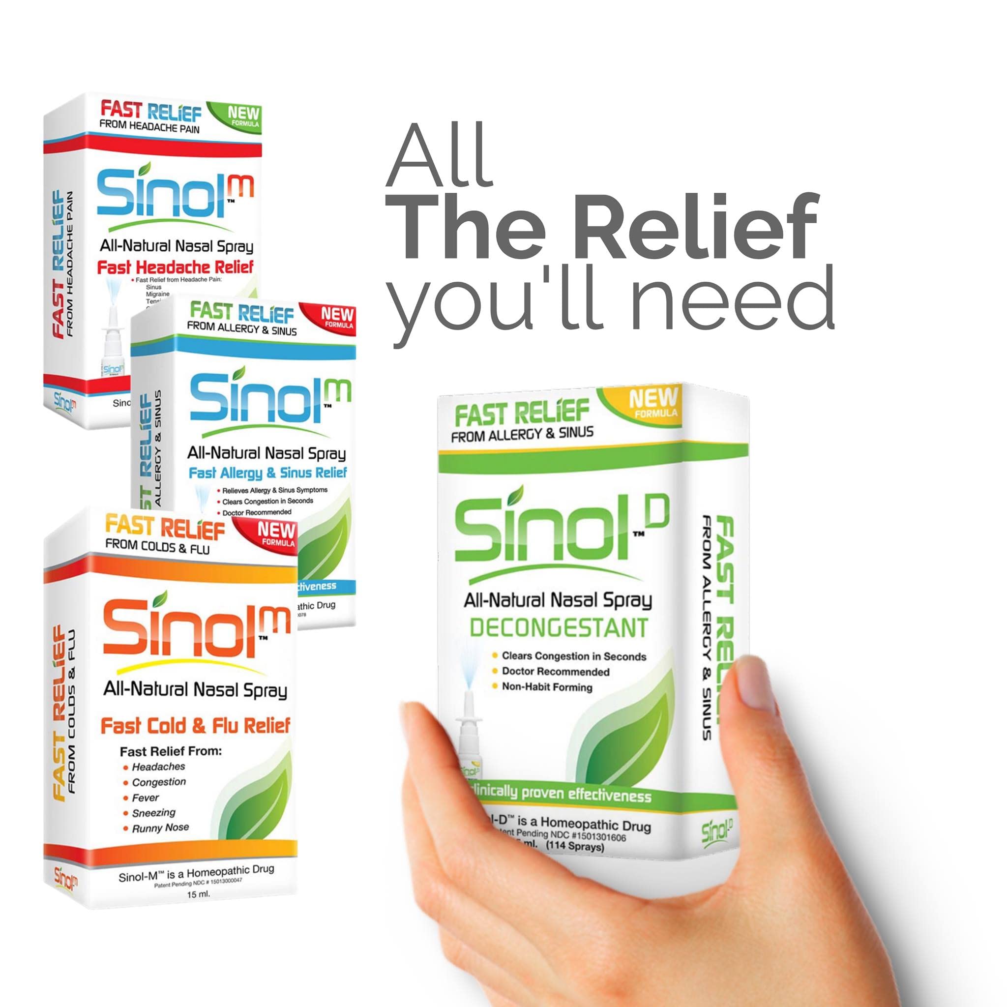 Sinol Headache Relief Spray, Over-The-Counter Medication Nose Spray for Migraine Cluster Tension, Sinus Relief & Nasal Decongestants, 15 ml Sinol buy supplements canada
