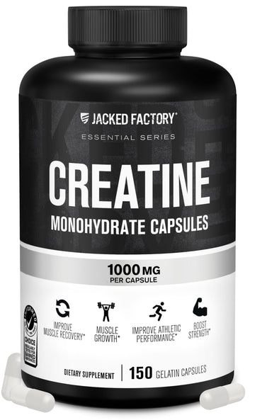 Jacked Factory Creatine Monohydrate Capsules - Creatine Pills for Muscle Growth, Increased Strength, Enhanced Energy Output and Improved Athletic Performance - 150 Capsules Jacked Factory buy supplements canada