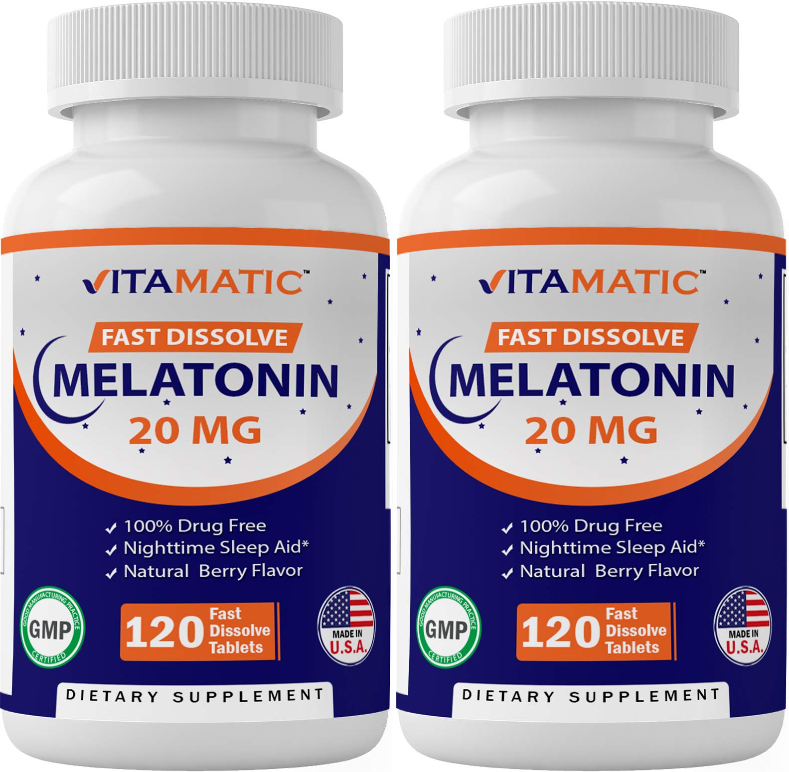 Vitamatic 2 Pack Melatonin 20mg Fast Dissolve 120 Tablets - Natural Berry Vitamatic buy supplements canada
