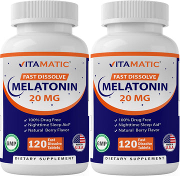 Vitamatic 2 Pack Melatonin 20mg Fast Dissolve 120 Tablets - Natural Berry Vitamatic buy supplements canada