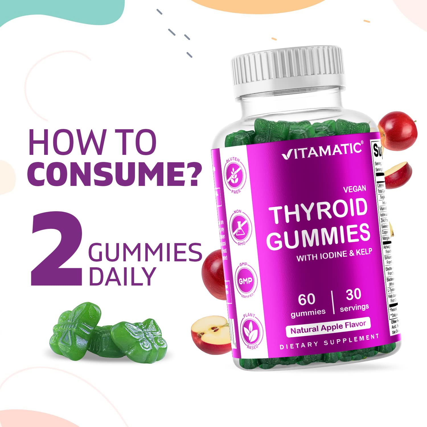 Vitamatic Vegan Thyroid Support Gummies with Iodine & Kelp - 60 Count - Improve Your Vitamatic buy supplements canada