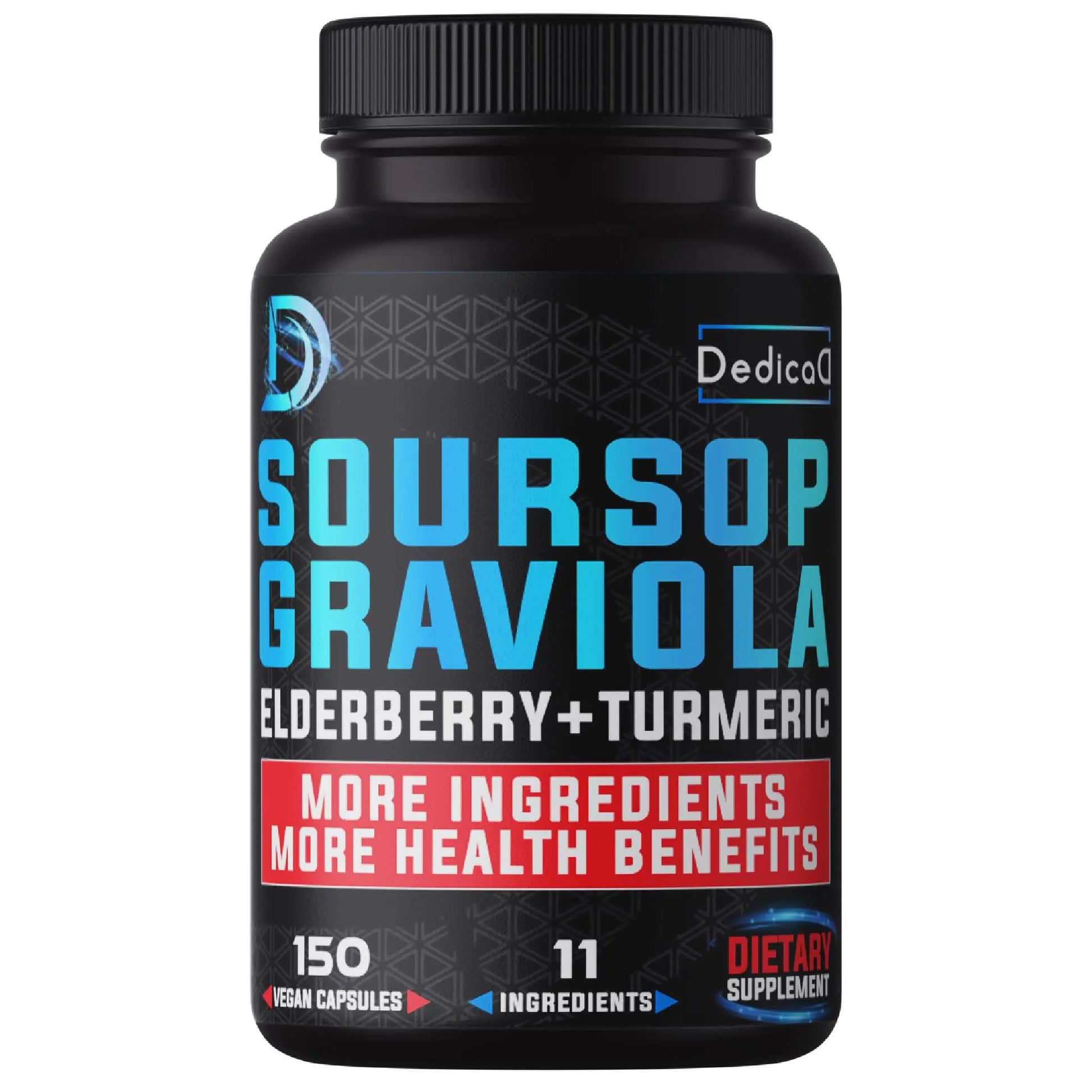 DEDICAD 11in1 Graviola Soursop Capsules for 5 Months Supply with Soursop Fruit, Elderberry, Turmeric, Ginger, Milk Thistle, Cranberry & More - Mood - 150 Vegan Capsules DEDICAD buy supplements canada