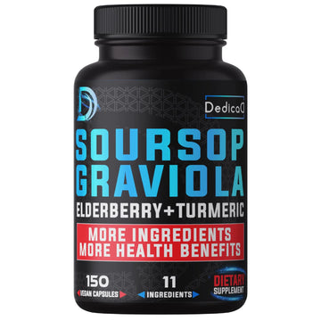 DEDICAD 11in1 Graviola Soursop Capsules for 5 Months Supply with Soursop Fruit, Elderberry, Turmeric, Ginger, Milk Thistle, Cranberry & More - Mood - 150 Vegan Capsules DEDICAD buy supplements canada