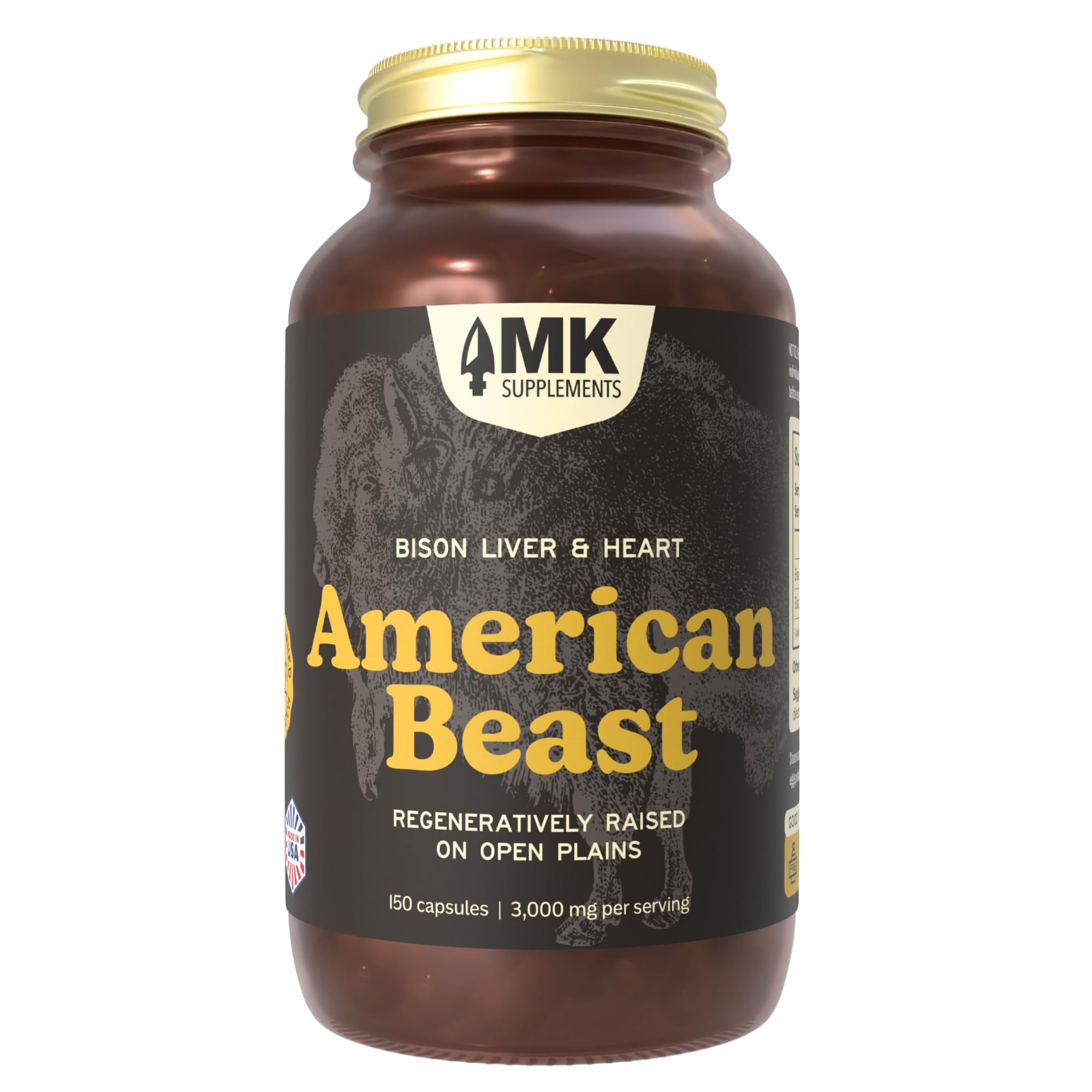 MK Supplements American Beast | Bison Liver & Heart Capsules | ~49x More CoQ10 Than Beef Liver | Regeneratively Raised Bison | 150 Capsules MK Supplements buy supplements canada