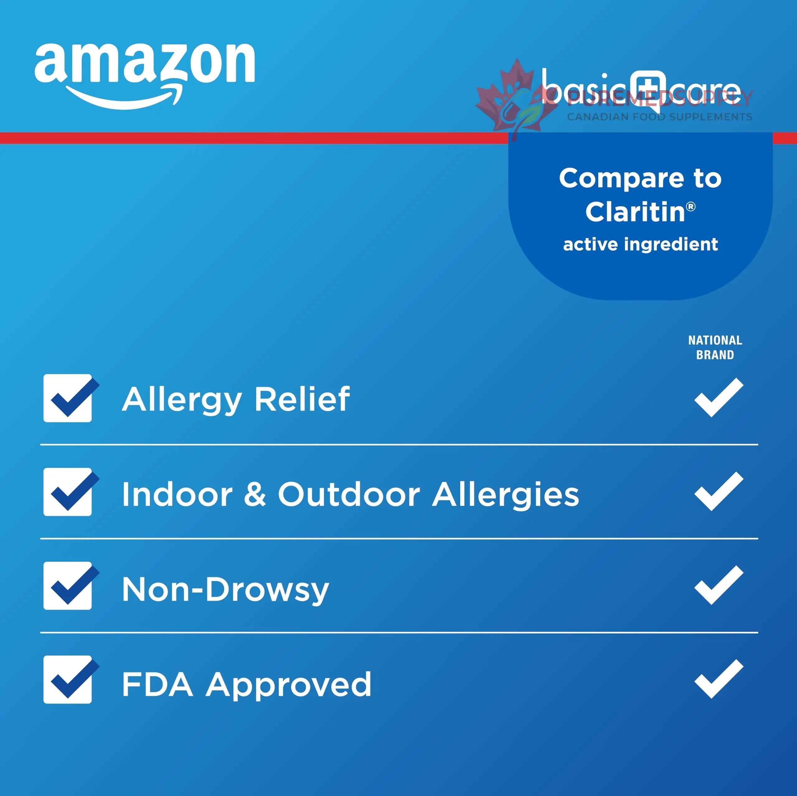 Amazon Basic Care Allergy Relief Loratadine Tablets 10 mg, 90 Count Amazon Basic Care buy supplements canada
