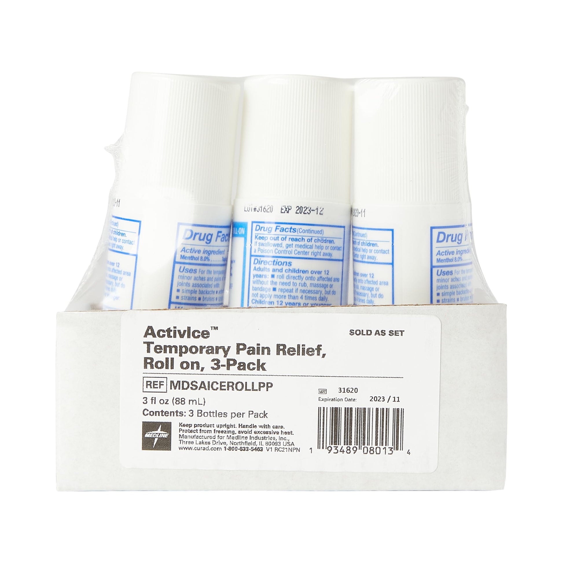 Medline ActivICE Roll-On Cooling Gel, Topical Pain Relief for Arthritis, Joint, Muscle, Back & Body Aches & Pain, 3 oz (3 Count) Medline buy supplements canada