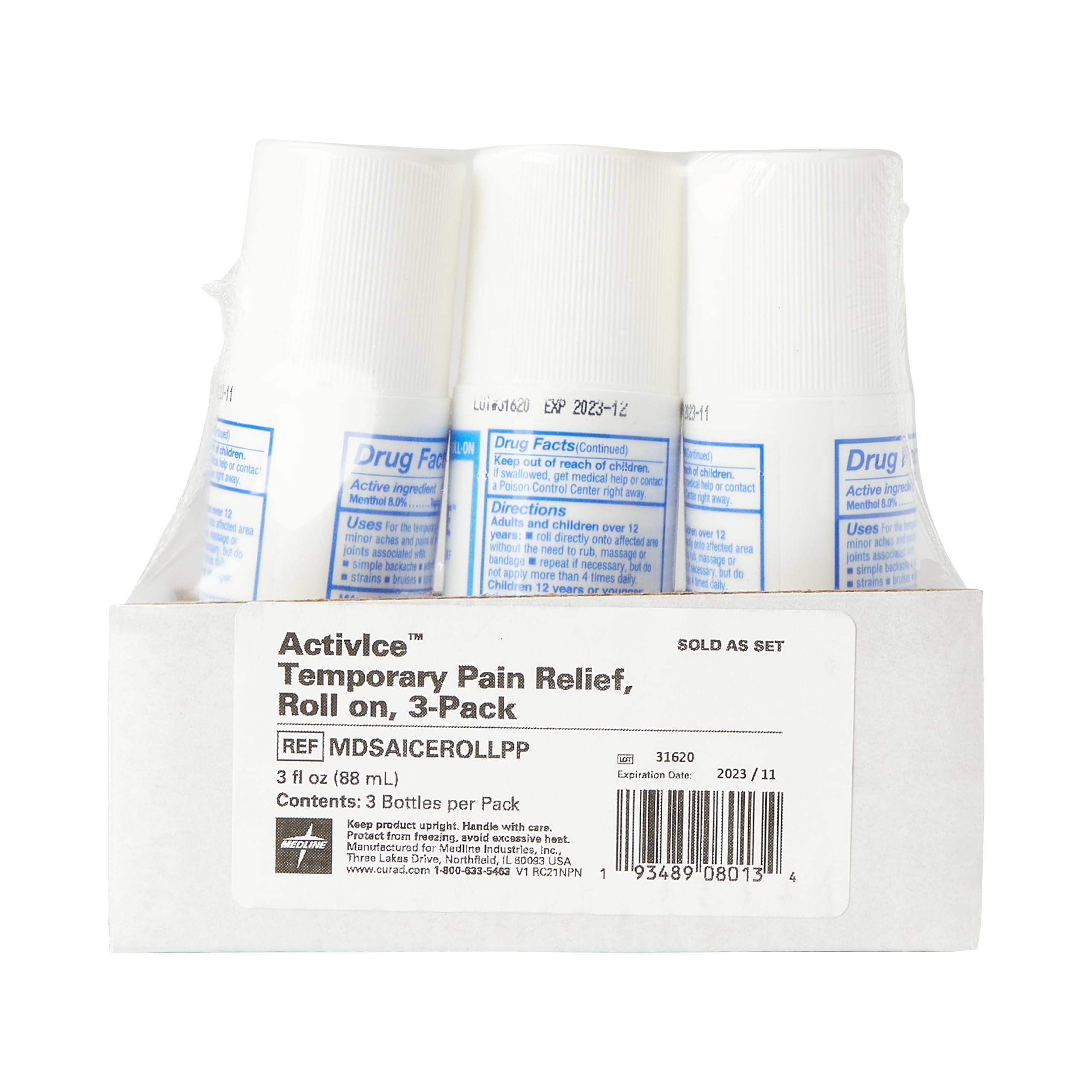 Medline ActivICE Roll-On Cooling Gel, Topical Pain Relief for Arthritis, Joint, Muscle, Back & Body Aches & Pain, 3 oz (3 Count) Medline buy supplements canada