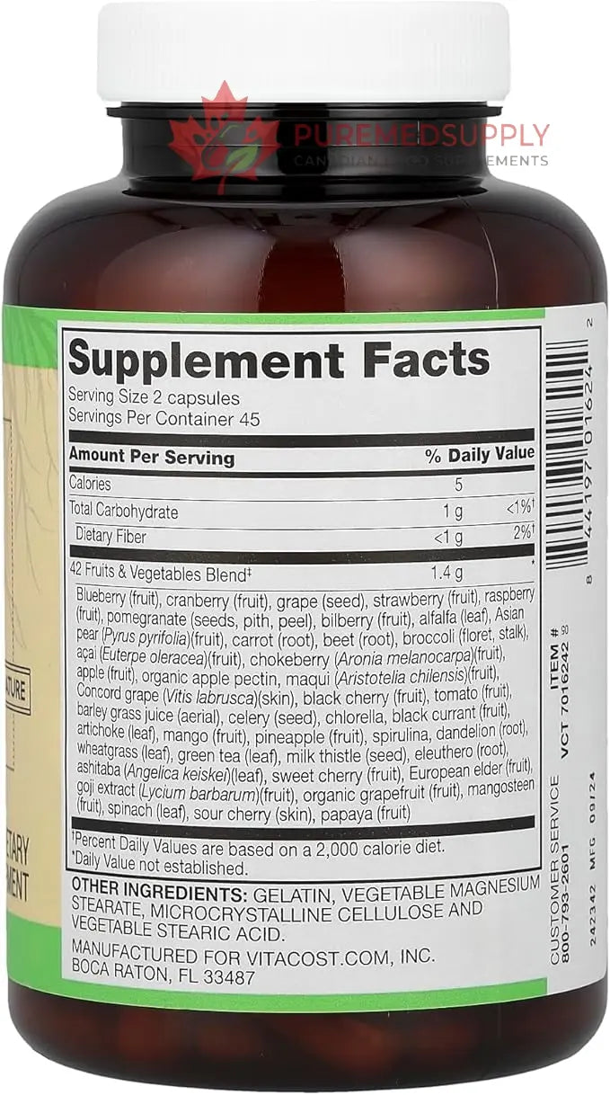 Vitacost Root2®, 42 Fruits & Vegetables, 90 Capsules Vitacost Brand buy supplements canada