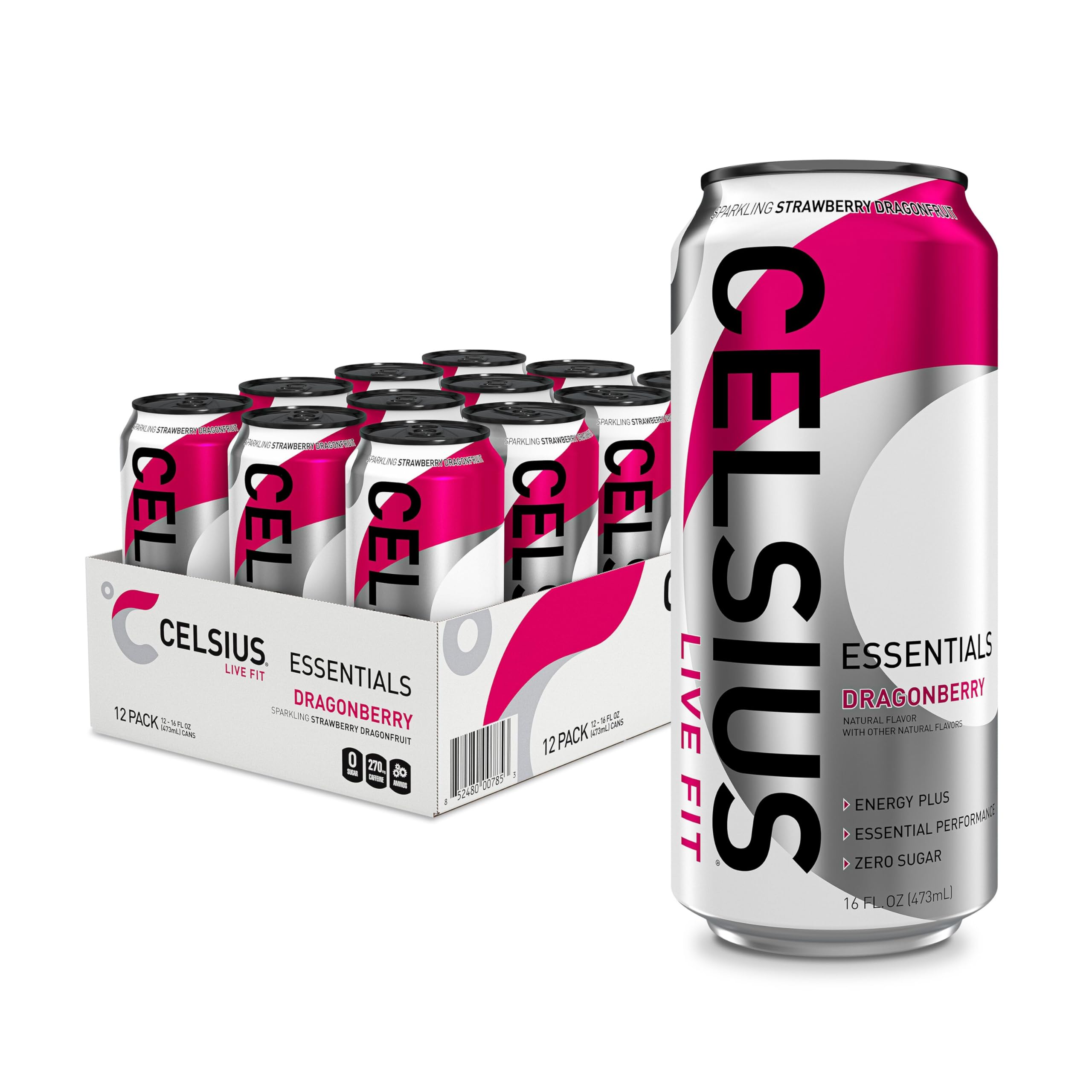 CELSIUS ESSENTIALS, Sparkling Dragonberry, Performance Energy Drink 16 Fl Oz CELSIUS buy supplements canada