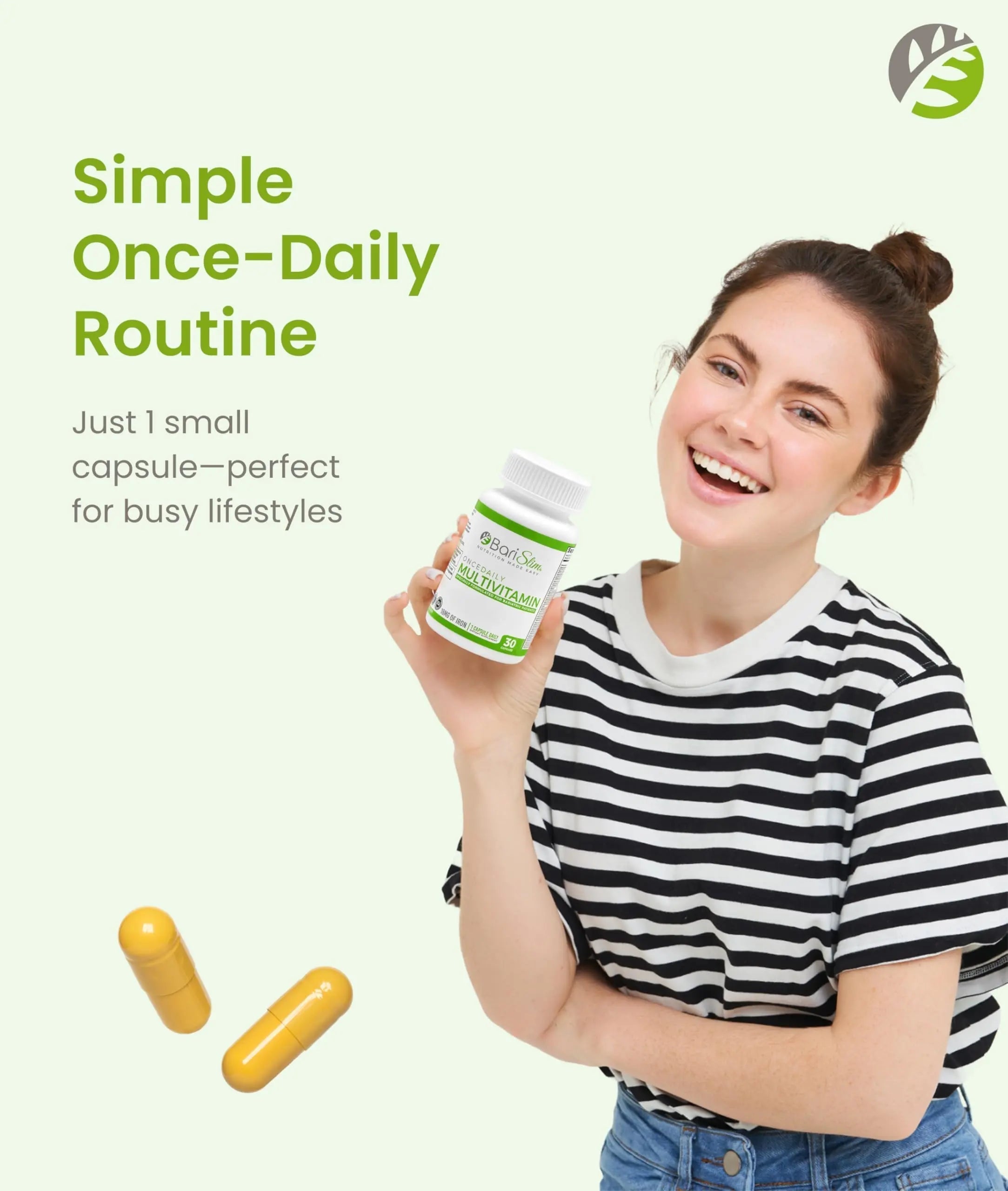 BariSlim Once Daily Bariatric Multivitamin Capsule - 18mg of Iron - Bariatric Vitamin & Supplement for Post Surgery Including Gastric Bypass BariSlim buy supplements canada
