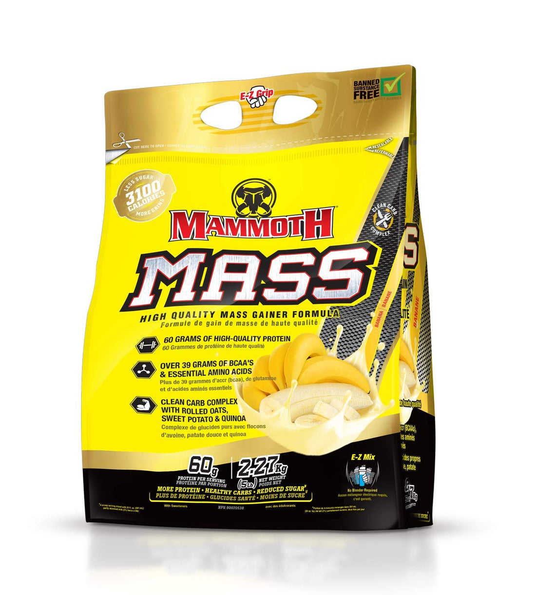 Interactive Nutrition Mammoth Mass Supplement, 5 lbs, Banana, 2.2kg Banana Mammoth buy supplements canada