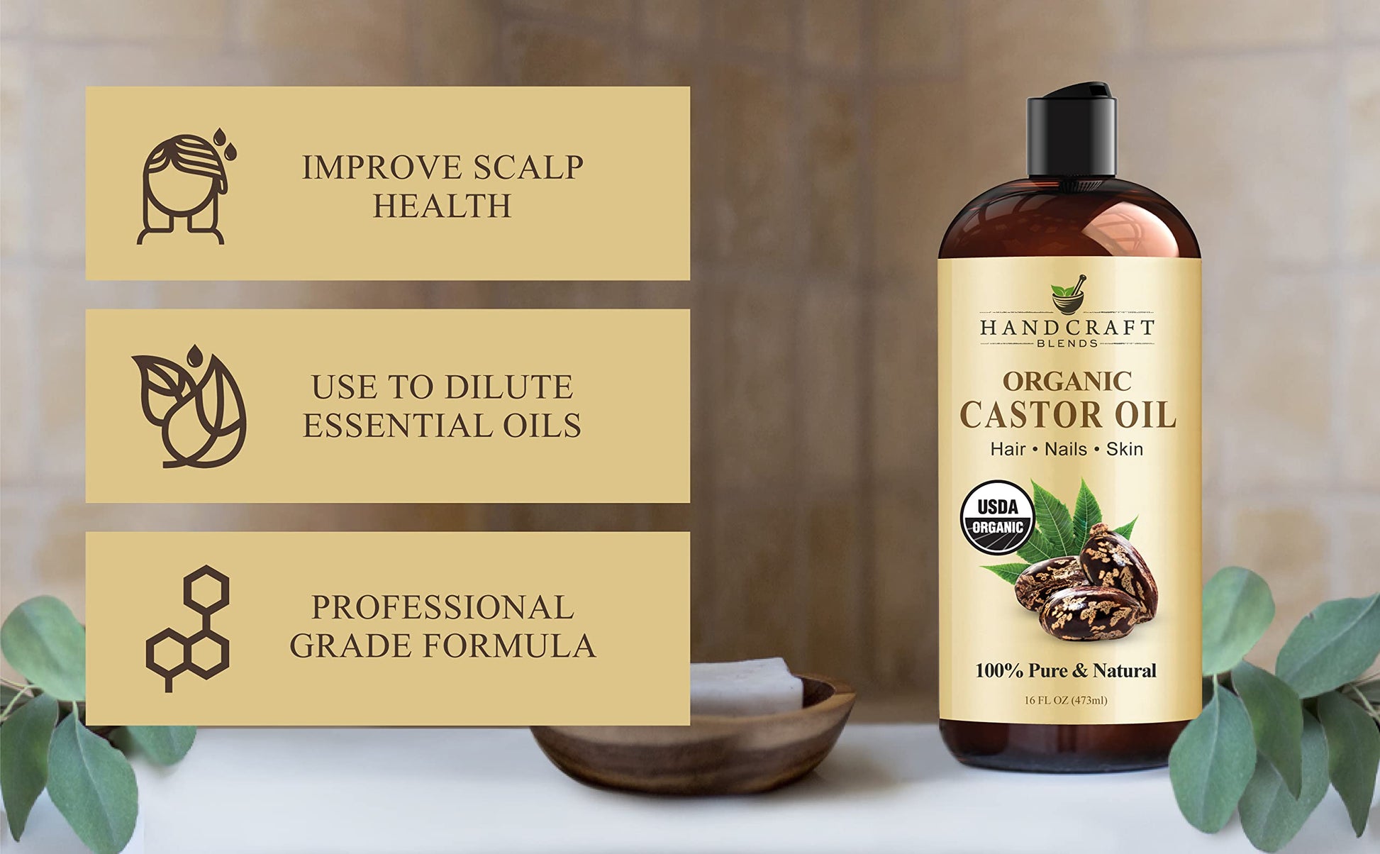 Handcraft Blends Organic Castor Oil for Hair Growth, Eyelashes and Eyebrows - 100% Pure Handcraft Blends buy supplements canada