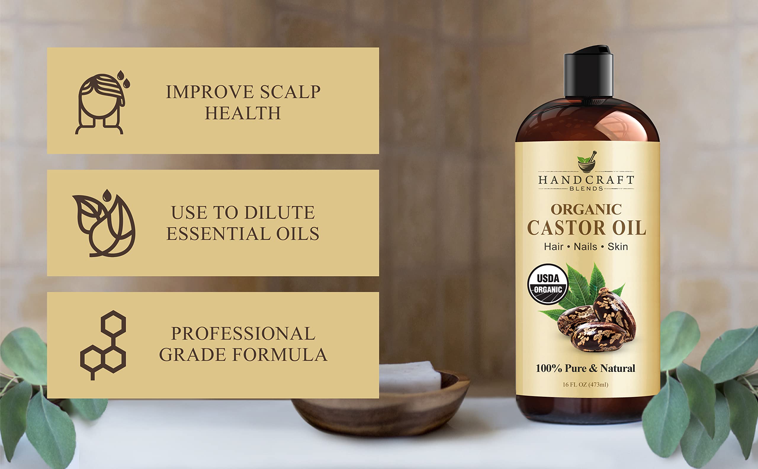 Handcraft Blends Organic Castor Oil for Hair Growth, Eyelashes and Eyebrows - 100% Pure Handcraft Blends buy supplements canada