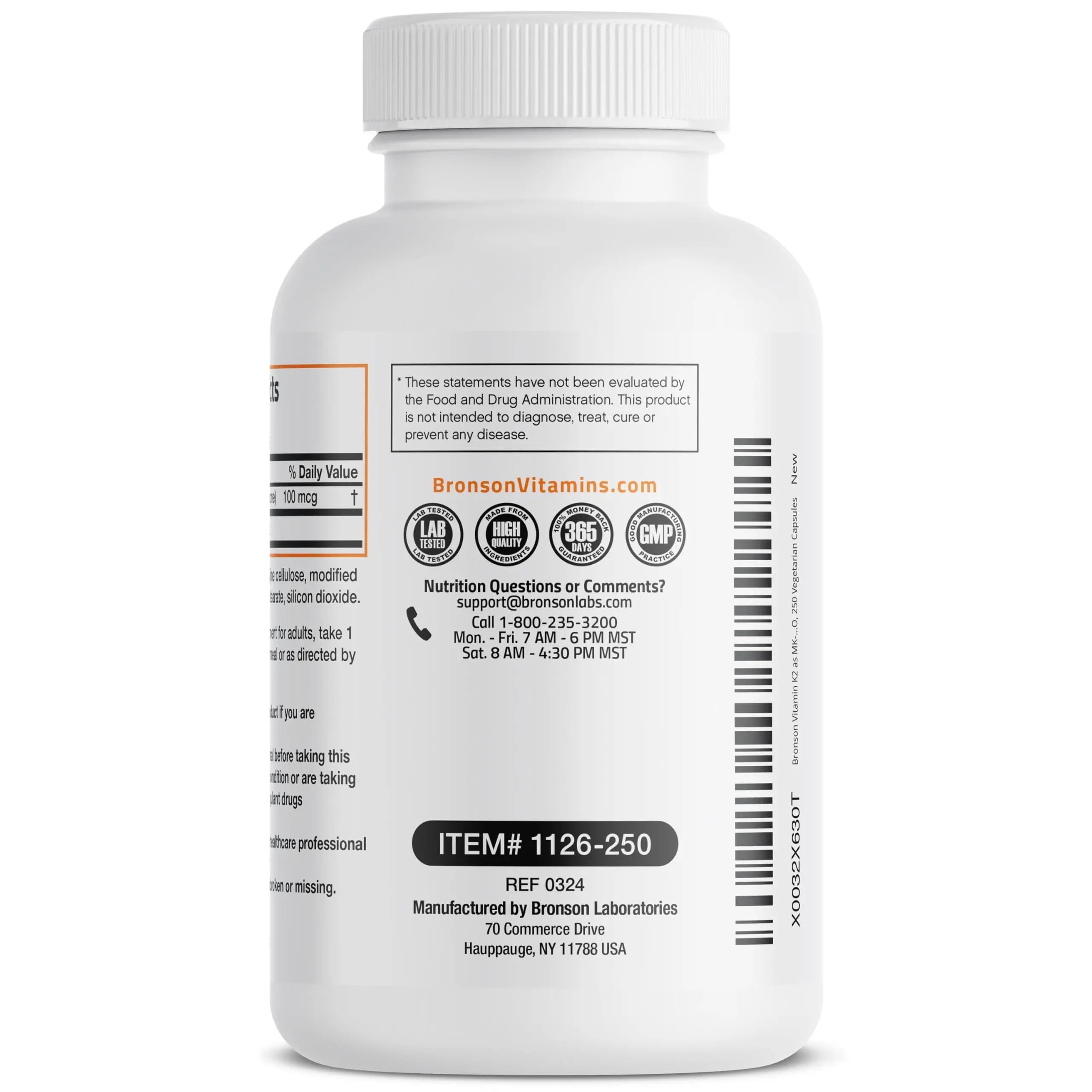 Bronson Vitamin K2 as MK-7 Menaquinone 100 mcg Non-GMO, 250 Capsules Bronson buy supplements canada