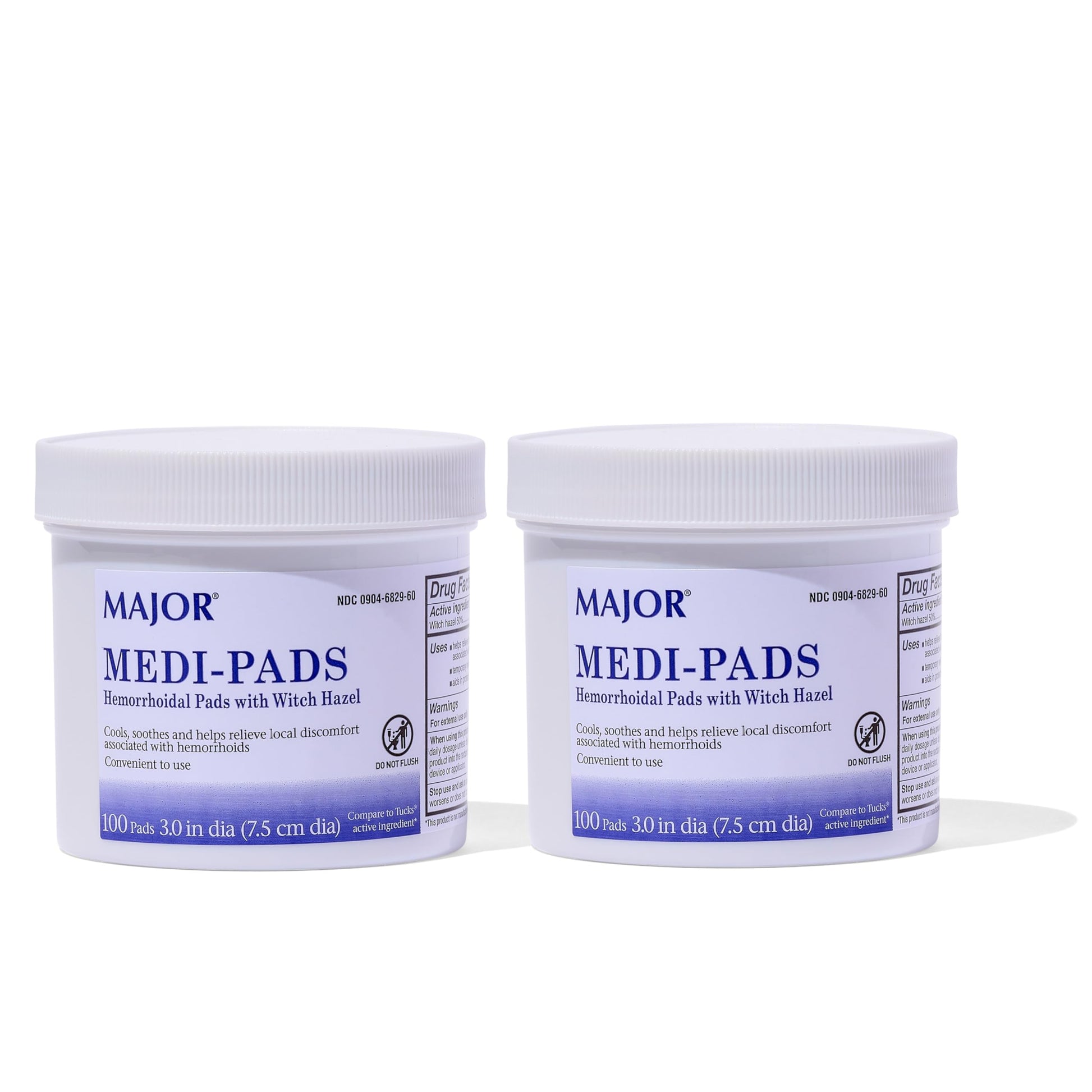 MAJOR Medi-Pads - Hemorrhoidal Hygienic Cleansing Witch Hazel Pads - Cooling Relief with Aloe - 100 Count Jar (2 Pack) MAJOR buy supplements canada