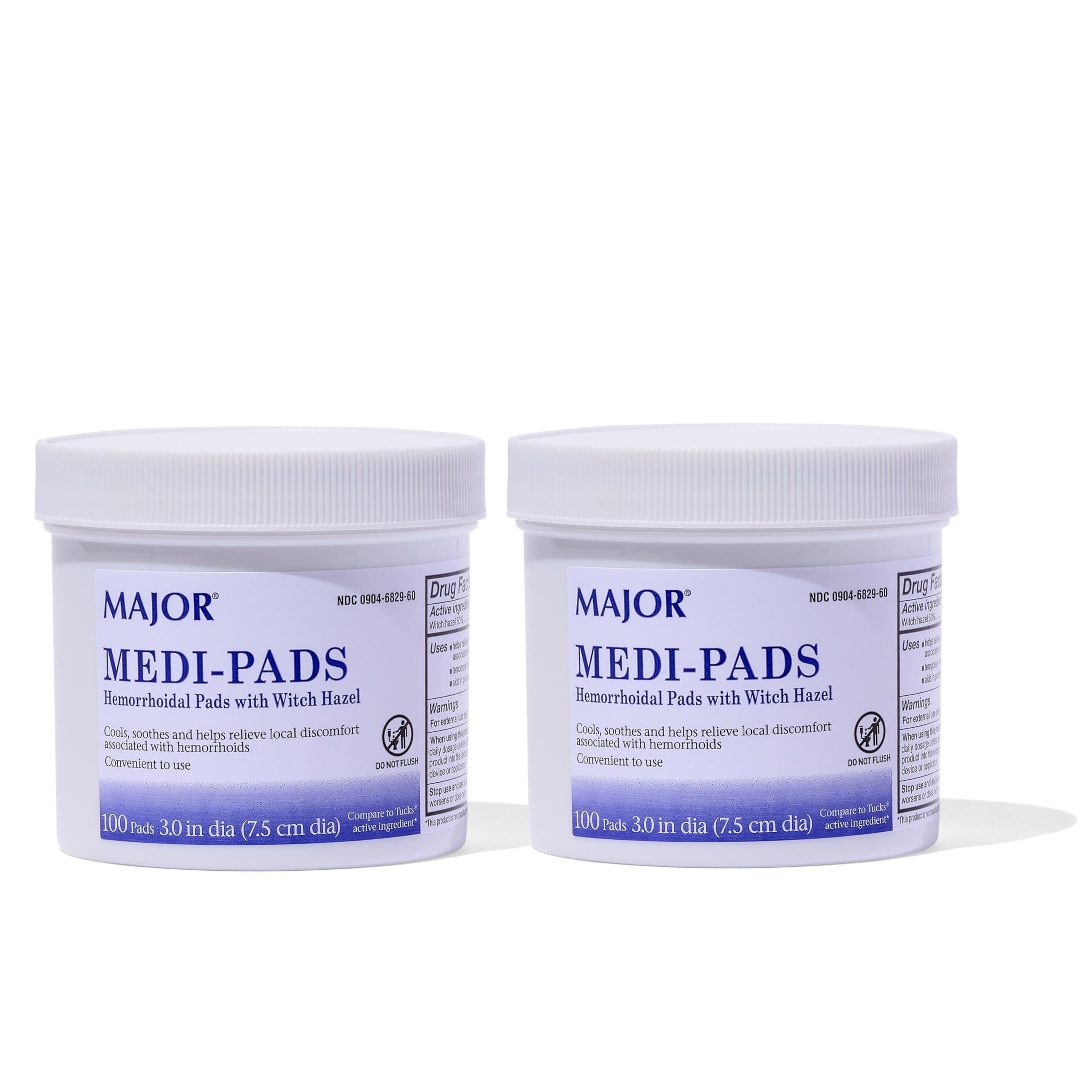MAJOR Medi-Pads - Hemorrhoidal Hygienic Cleansing Witch Hazel Pads - Cooling Relief with Aloe - 100 Count Jar (2 Pack) MAJOR buy supplements canada