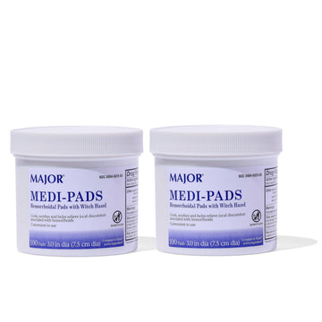 MAJOR Medi-Pads - Hemorrhoidal Hygienic Cleansing Witch Hazel Pads - Cooling Relief with Aloe - 100 Count Jar (2 Pack) MAJOR buy supplements canada