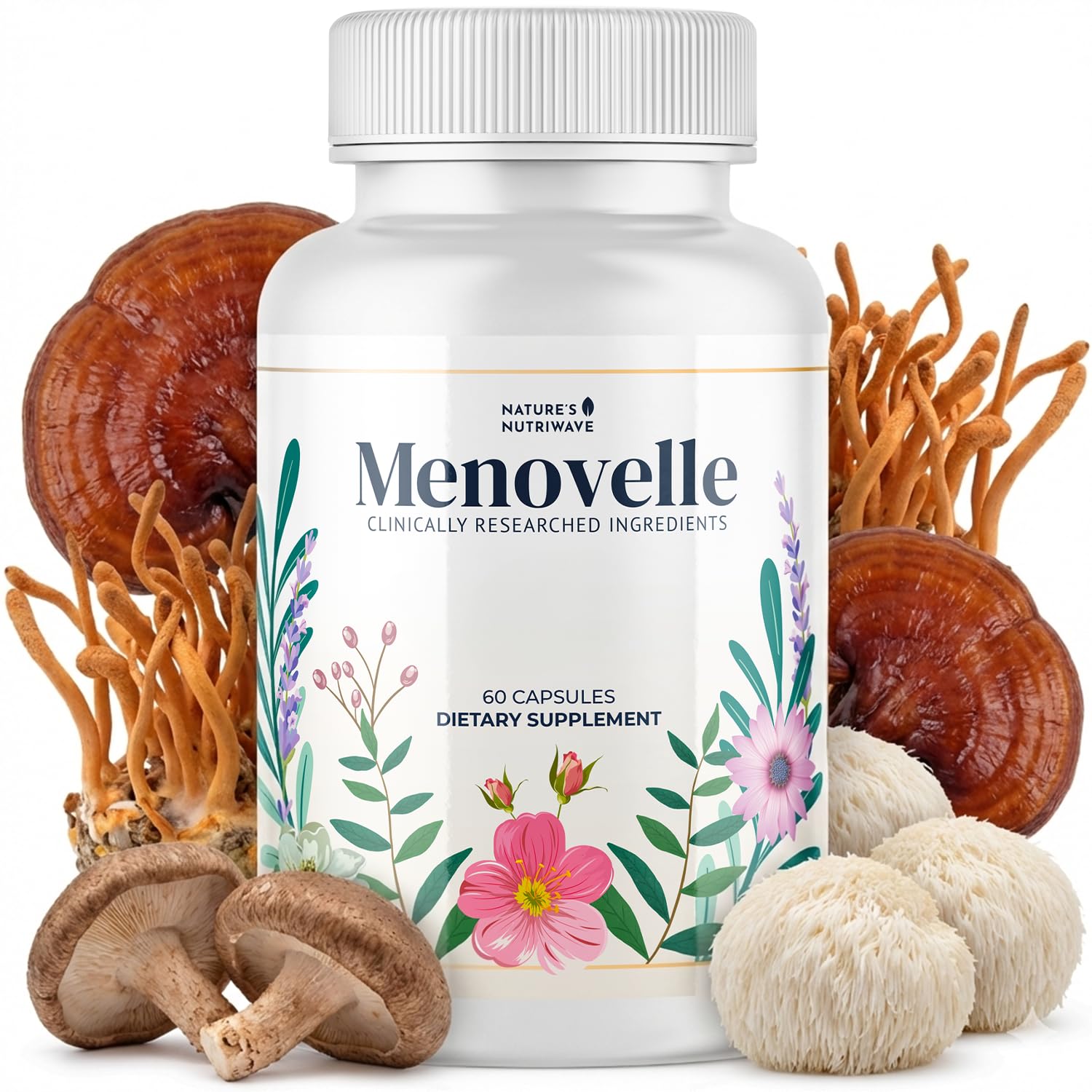 Nature’s NutriWave Menovelle Capsules for Women – Natural Daily Support Formula with Mushrooms and Botanicals – Non-GMO, Easy to Take, Made in the USA, 60 Capsules, 30 Servings, 1 Month Supply Nature’s NutriWave buy supplements canada