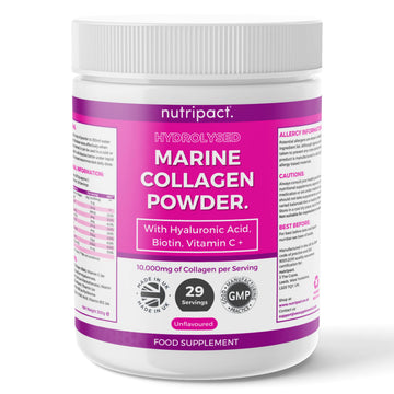Hydrolysed Marine Collagen Peptides Powder with Hyaluronic Acid, Biotin, Vitamin C & B Vitamins – 10,000mg Collagen nutripact buy supplements canada