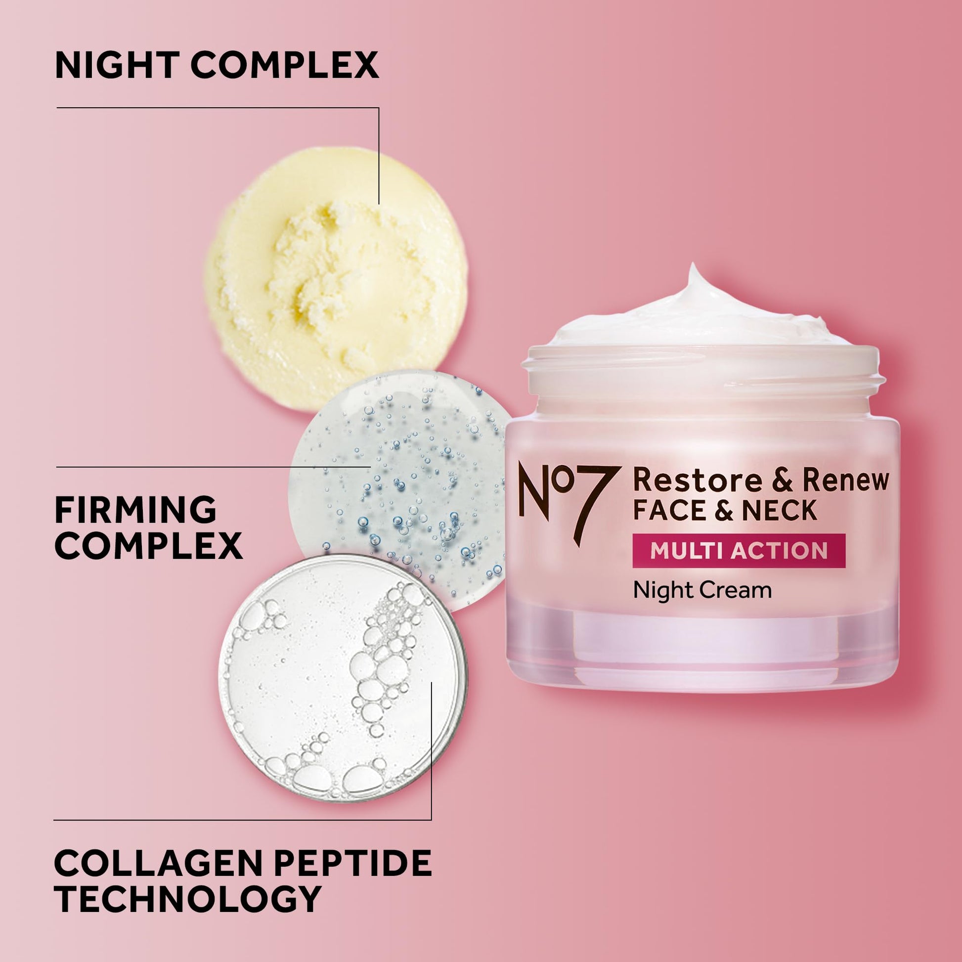 No7 Restore & Renew Multi Action Night Cream for Face & Neck - Nighttime Face Moisturizer with Collagen Peptides No7 buy supplements canada
