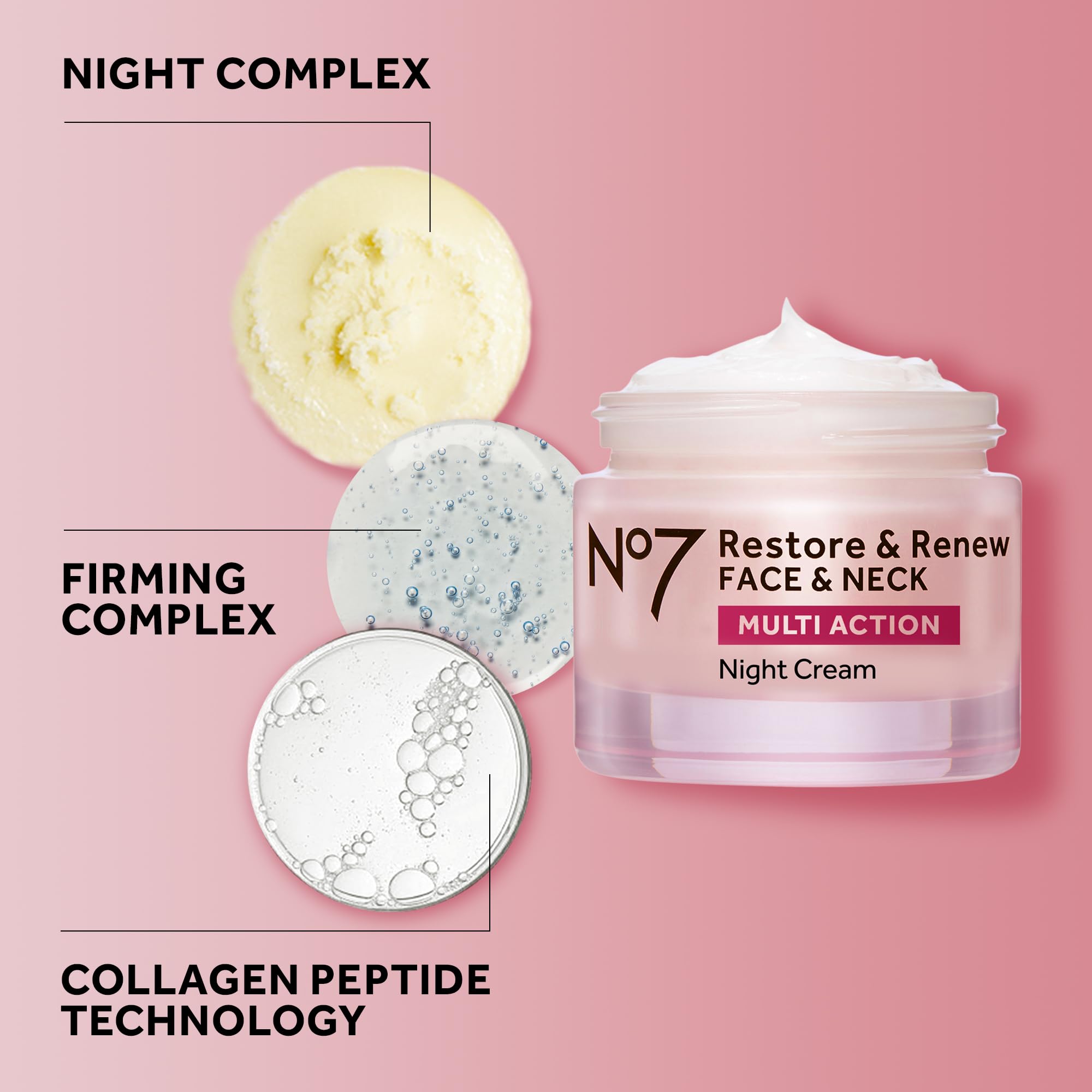 No7 Restore & Renew Multi Action Night Cream for Face & Neck - Nighttime Face Moisturizer with Collagen Peptides No7 buy supplements canada