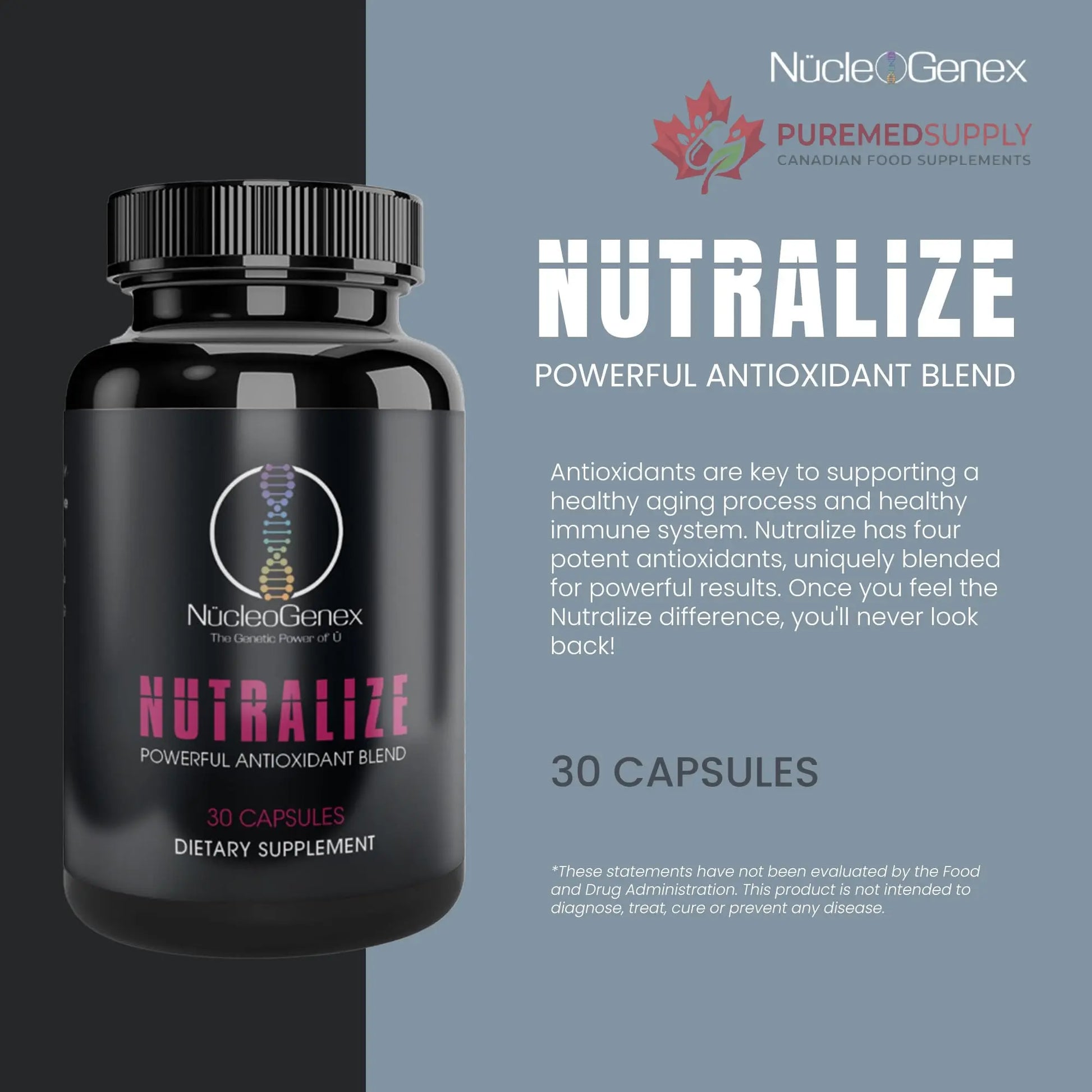Nucleogenex - Nutralize - The Key to Supporting a Healthy Aging Process and Immune System - Potent Blend for Powerful Cell Protection - Xanthohumol, CurcuPrime, C-60 Complex, PureQQ - 30 Capsules NucleOGenex buy supplements canada