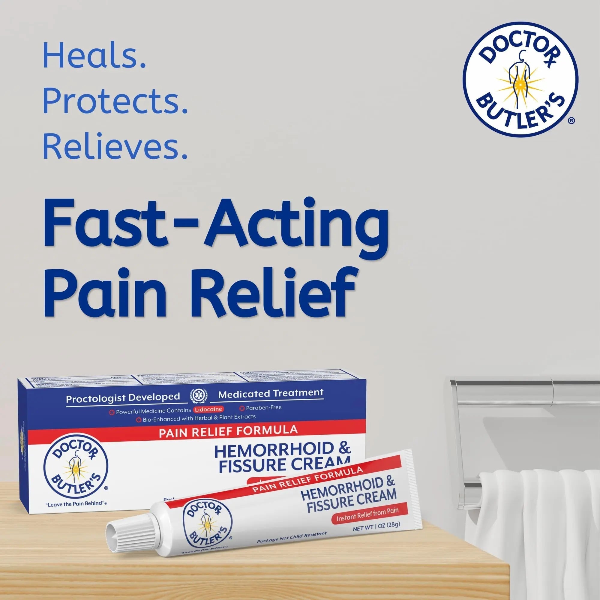 Doctor Butler's Hemorrhoid & Fissure Cream – Instant Pain Relief Hemorrhoid Treatment with Lidocaine, Fast Acting Hemorrhoid Cream for Relief from External Itching and Burning (1 oz.) Doctor Butler's buy supplements canada