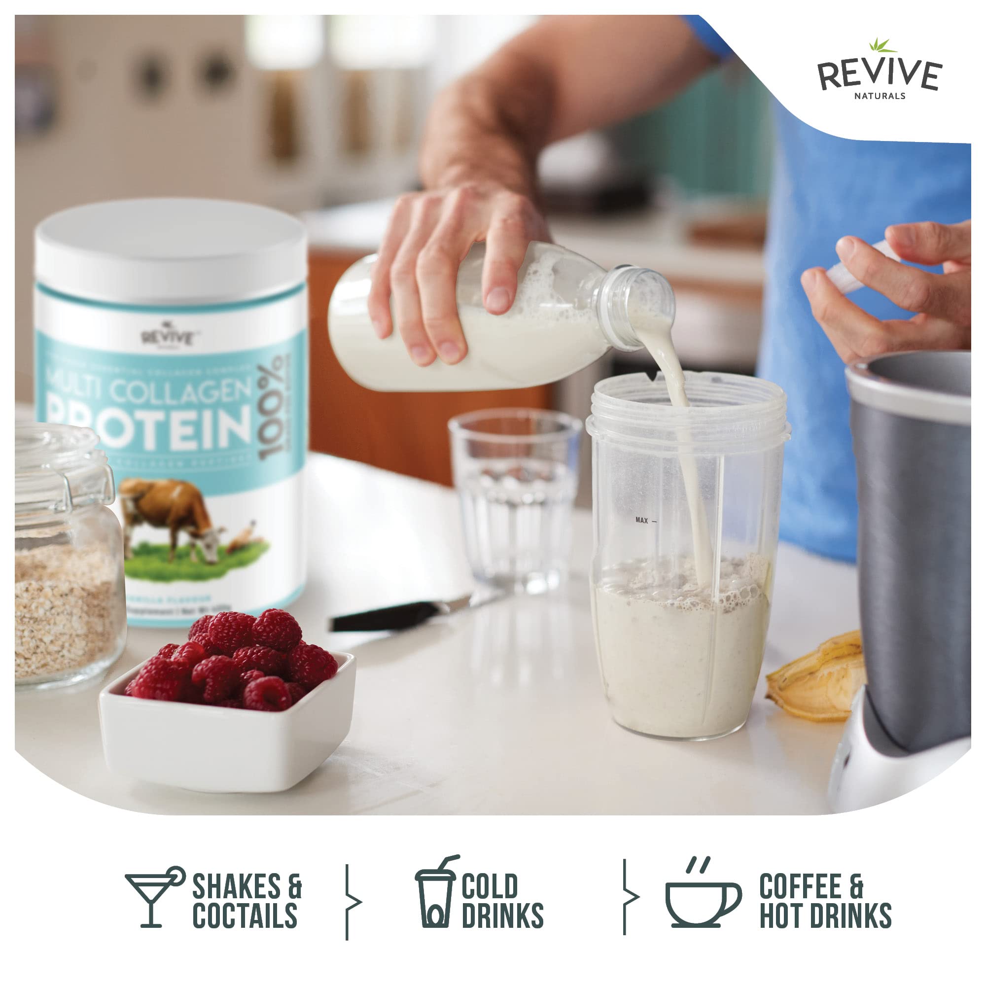 Vanilla Multi Collagen Protein Powder - 400g - Unsweetened - 5 Types of Collagen Peptides Revive Naturals buy supplements canada