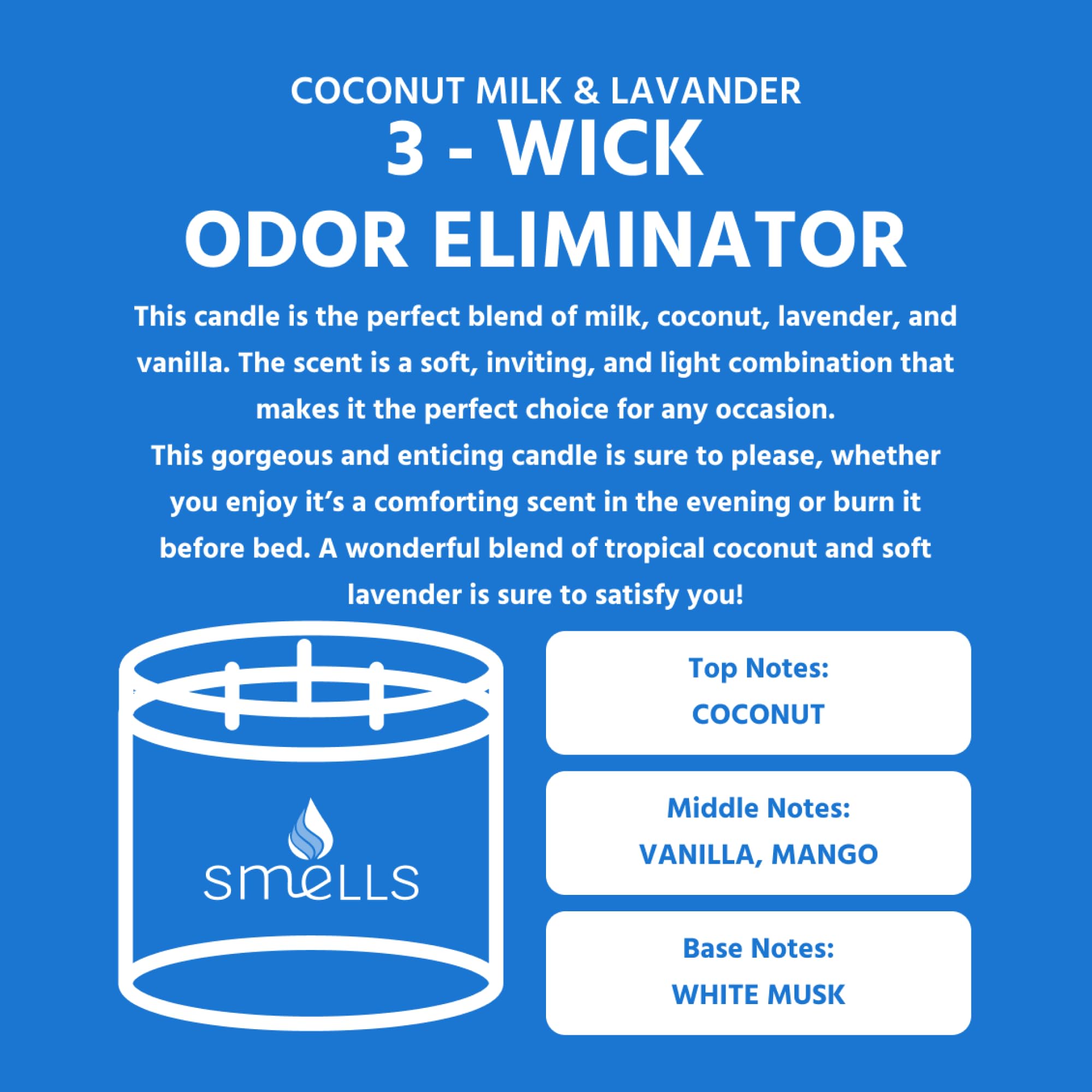 Smells - Odor Eliminator - Premium Soy Wax Jar Scented Candle 12oz. and 16oz. - 100% Cotton Single Wick SmellS buy supplements canada