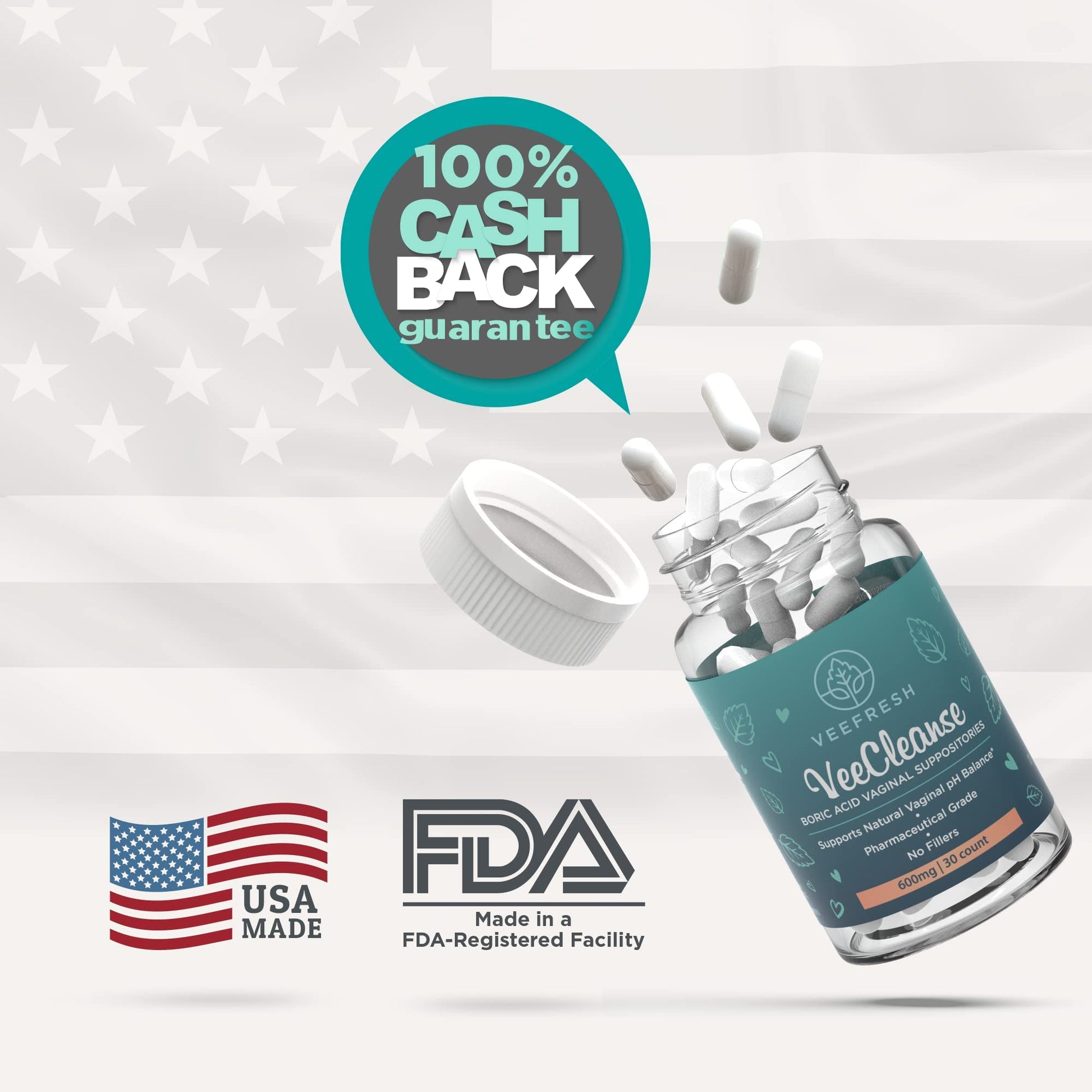 VeeFresh - VeeCleanse Boric Acid Vaginal Suppositories - Vaginal pH Balance Suppositories VeeFresh buy supplements canada