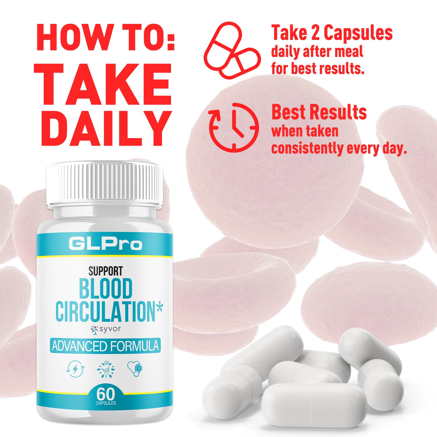 GLPro Blood Capsules, Official GLPro Blood Health Support Pills with All Natural Ingredients, Advanced Formula Supplement with Maximum Strength Premium Vitamins for Women and Men (60 Capsules) Syvor buy supplements canada