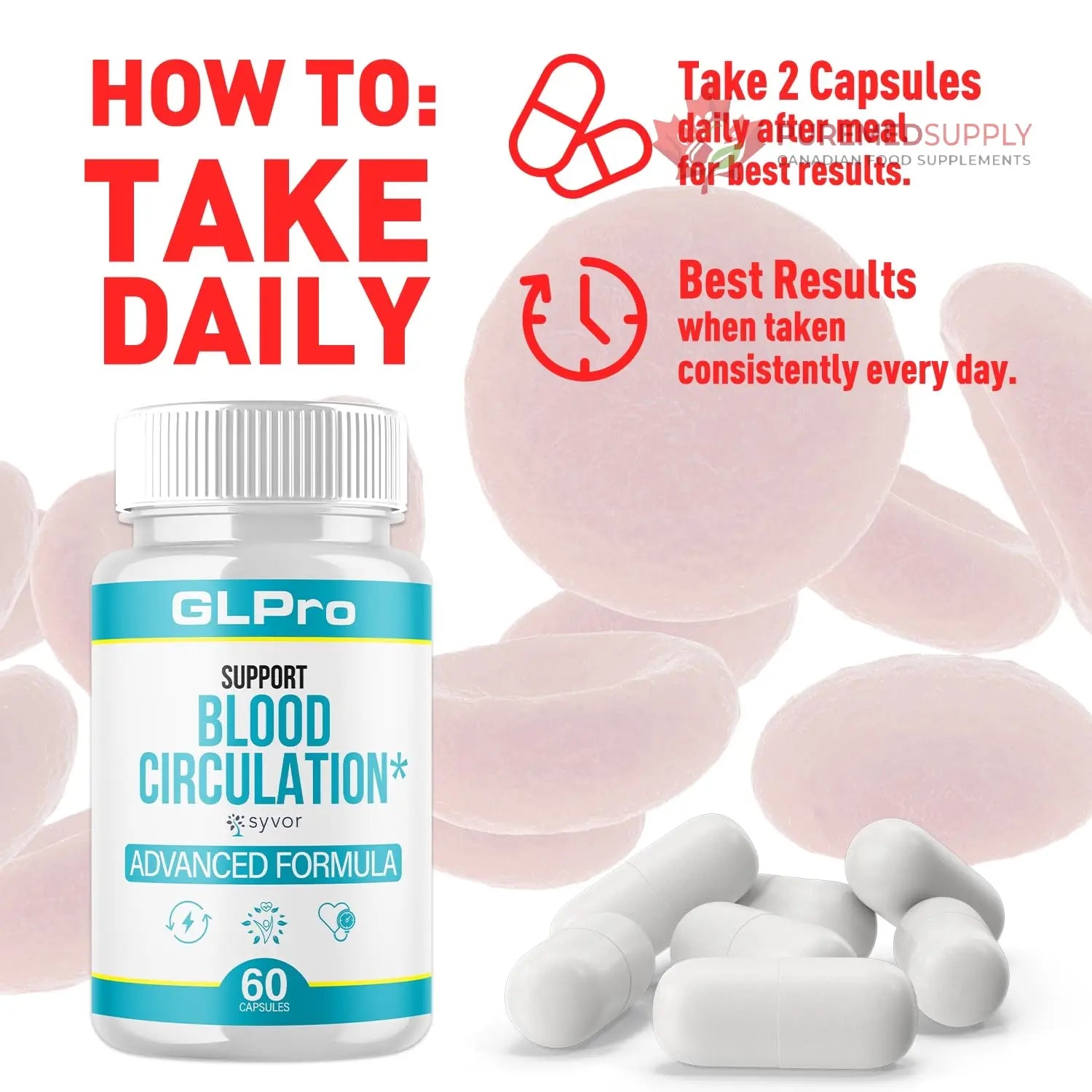 GLPro Blood Capsules, Official GLPro Blood Health Support Pills with All Natural Ingredients, Advanced Formula Supplement with Maximum Strength Premium Vitamins for Women and Men (60 Capsules) Syvor buy supplements canada
