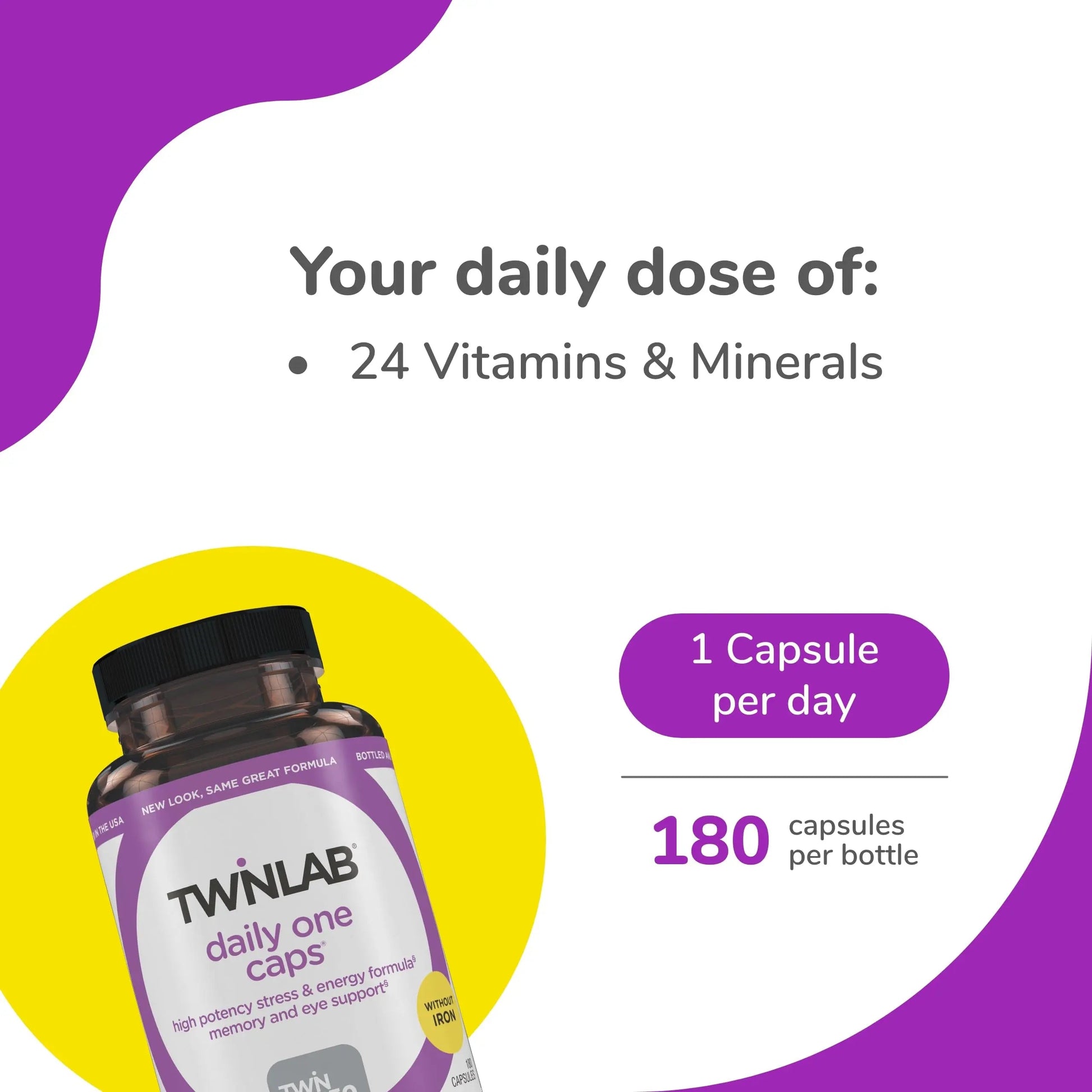 Twinlab Daily One Caps Without Iron - Nutritional Supplement with Zinc, B Vitamins, Magnesium, and More - 180 Capsules Twinlab buy supplements canada