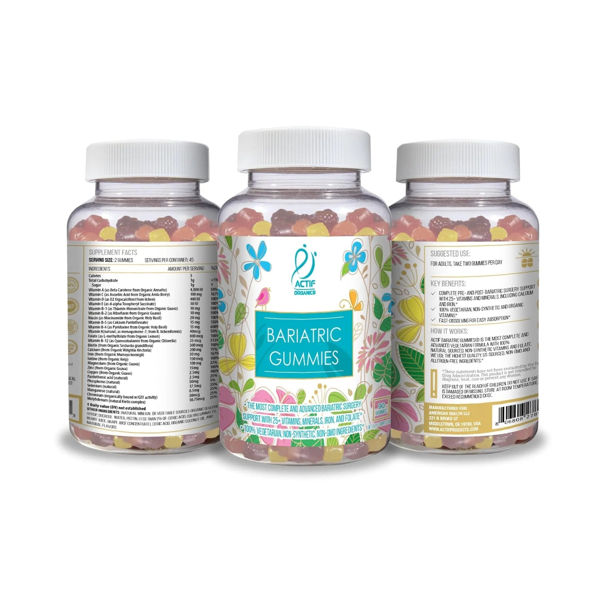 ACTIF Organic Bariatric Gummies with 25+ Organic Vitamins and Minerals for Bariatric Surgery, Advanced Formula ACTIF buy supplements canada
