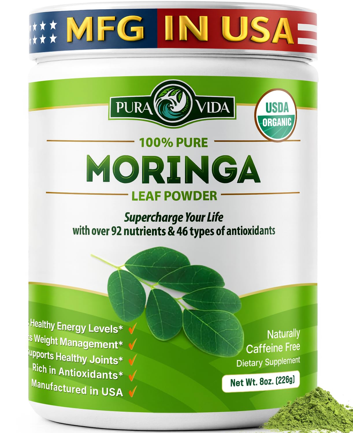PURA VIDA MORINGA Organic Moringa Powder, Premium 100% Leaf Powder Single Origin - USDA Organic Moringa Oleifera Leaf PURA VIDA MORINGA buy supplements canada