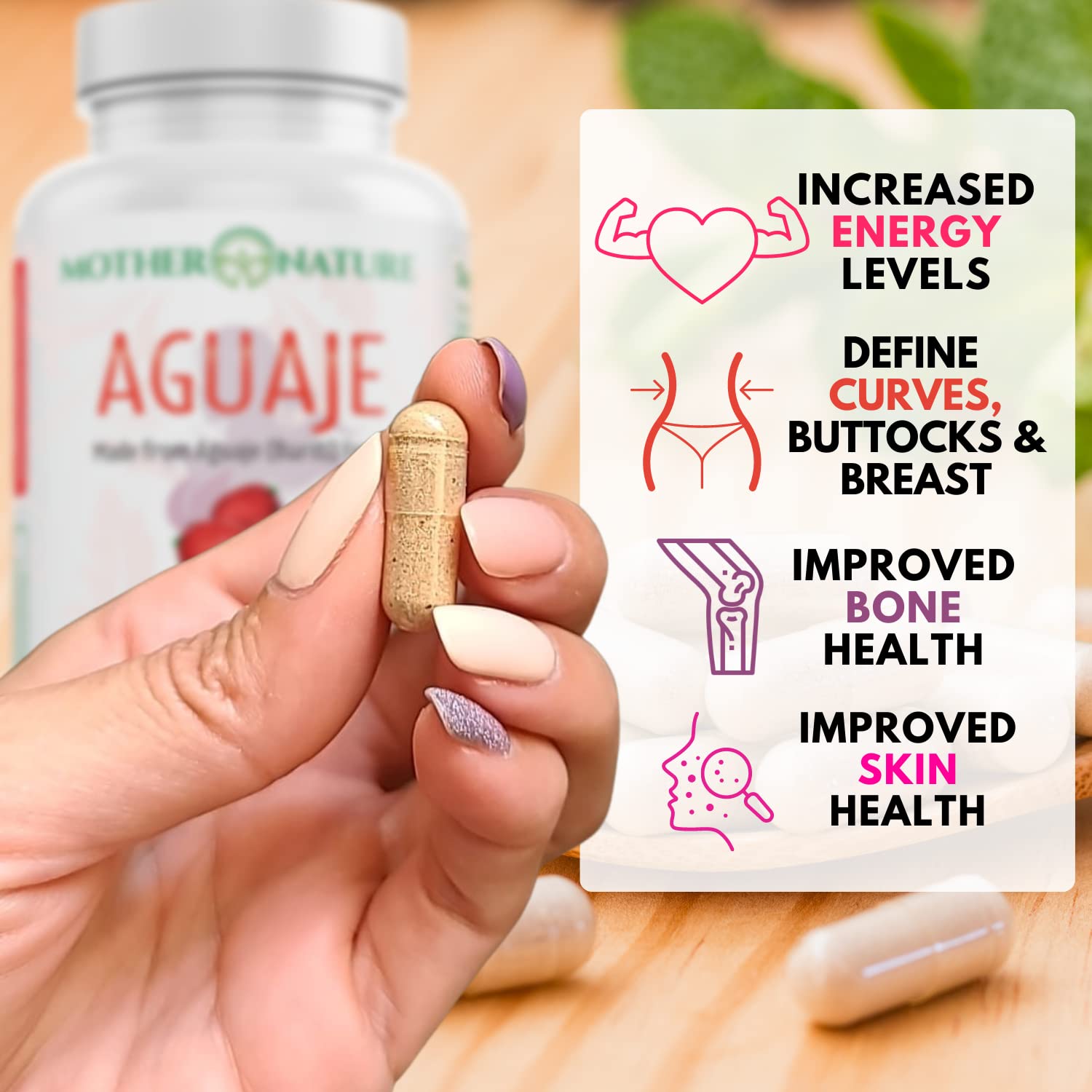 Mother Nature Aguaje Curves Capsules for Women, 1000mg (120ct), Natural & Sustainably Sourced Aguaje Fruit from Peru for Female Health, Hormone Balance, Curve Enhancer, Vegan, Non-GMO & Gluten-Free Mother Nature Organics Superfoods for Organic Living buy supplements canada