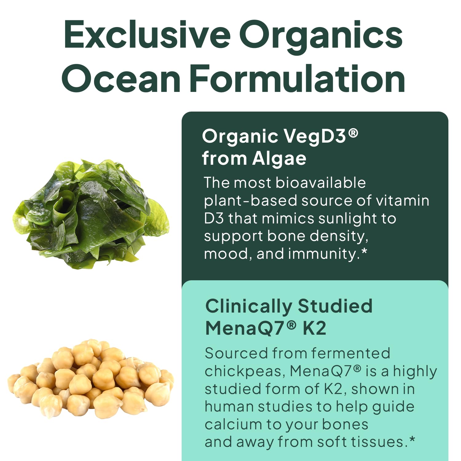 Organics Ocean Better D3 + K2-100% Organic VIT D3 and K2 Supplements with Maximum Bioavailability - Supports Bone Density, Calcium Balance Organics Ocean buy supplements canada